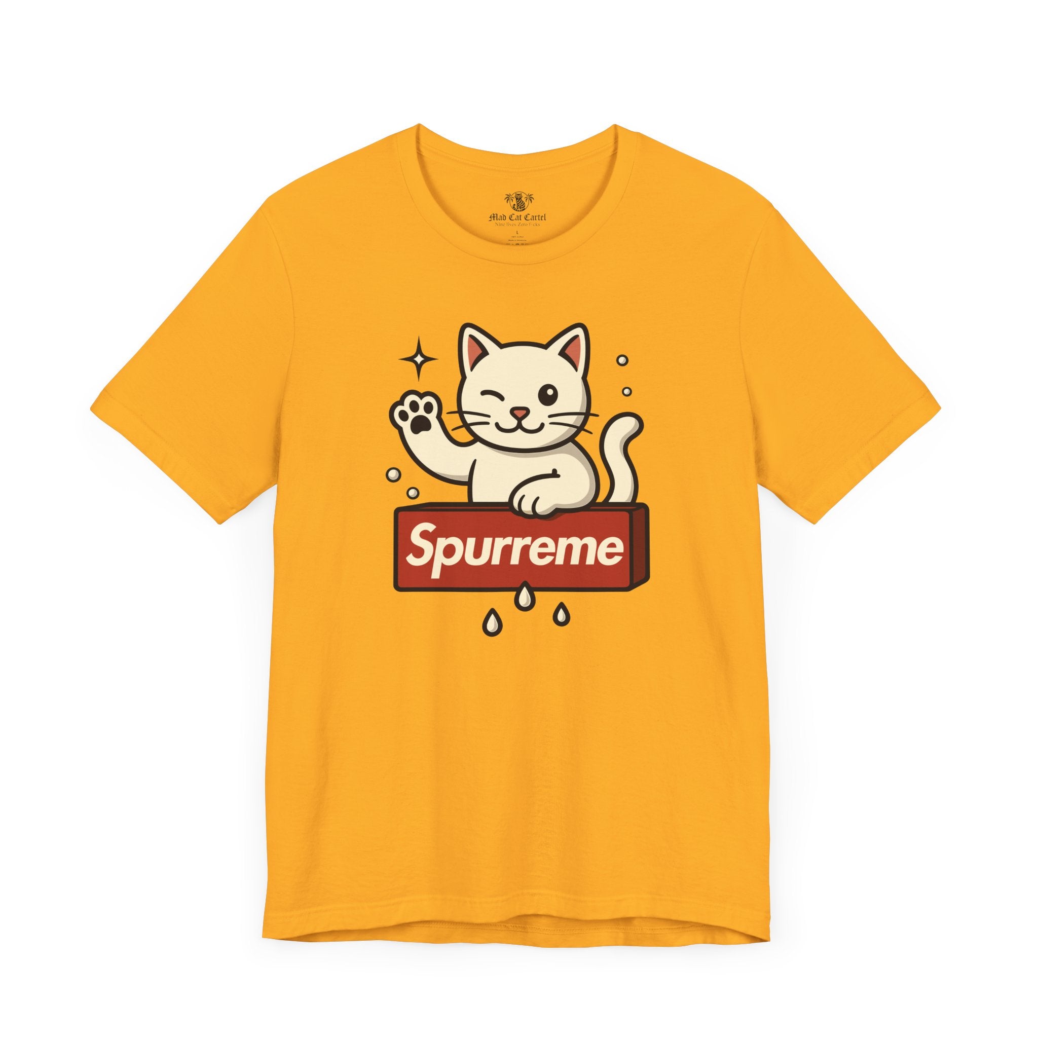 yellow tee for cat lovers, front view
