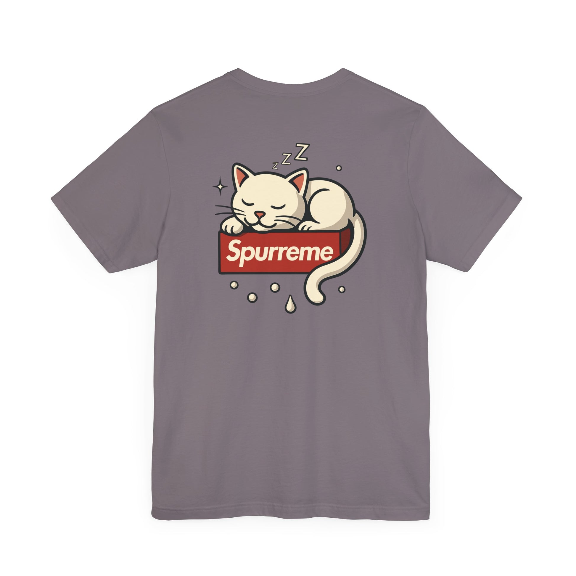 Storm gray t shirt back flat lay ladies cat tee
