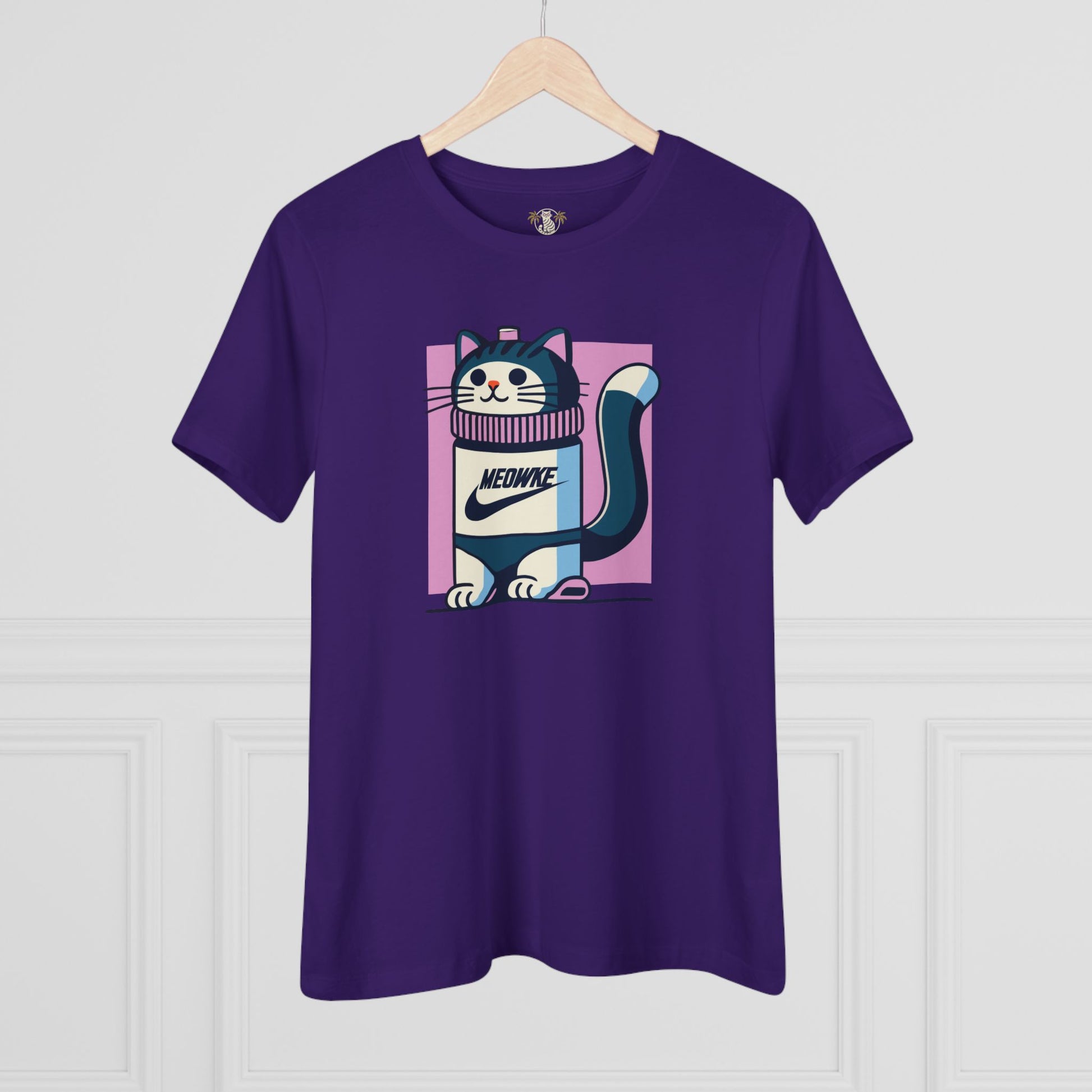 Hanging purple women’s cat graphic t shirt