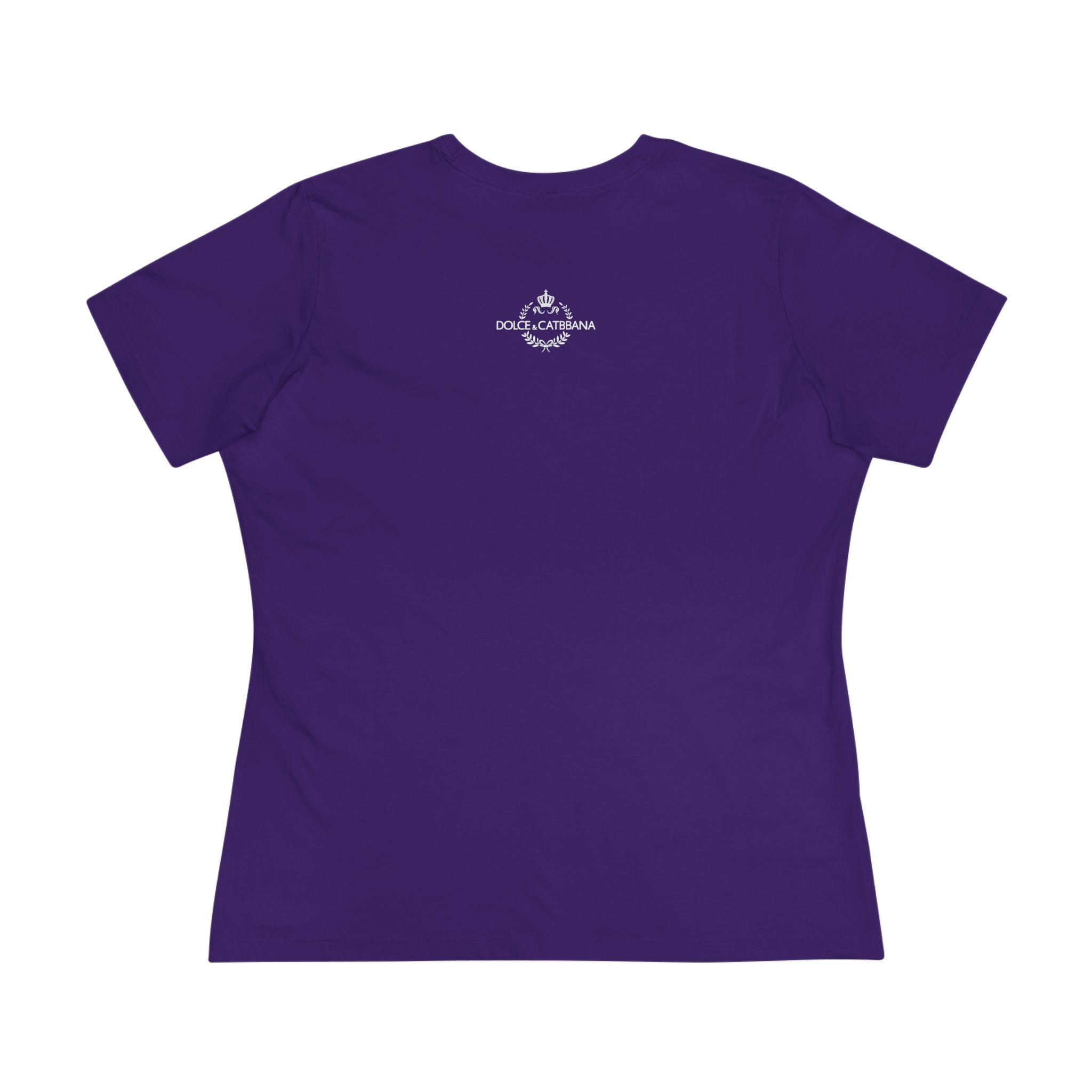 Team purple cat shirts for women back view