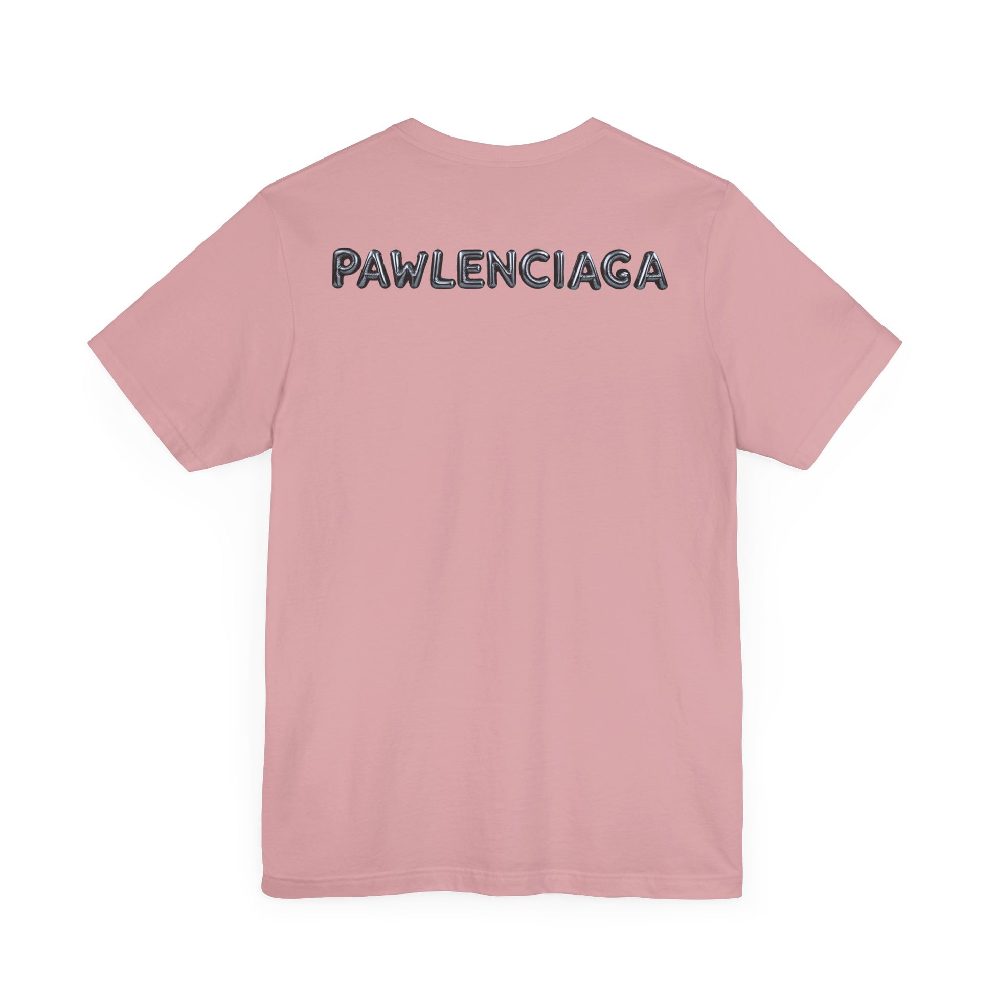 Orchid Pawlenciaga Cat Balloon Graphic T Shirt back view funny cat t shirts for guys