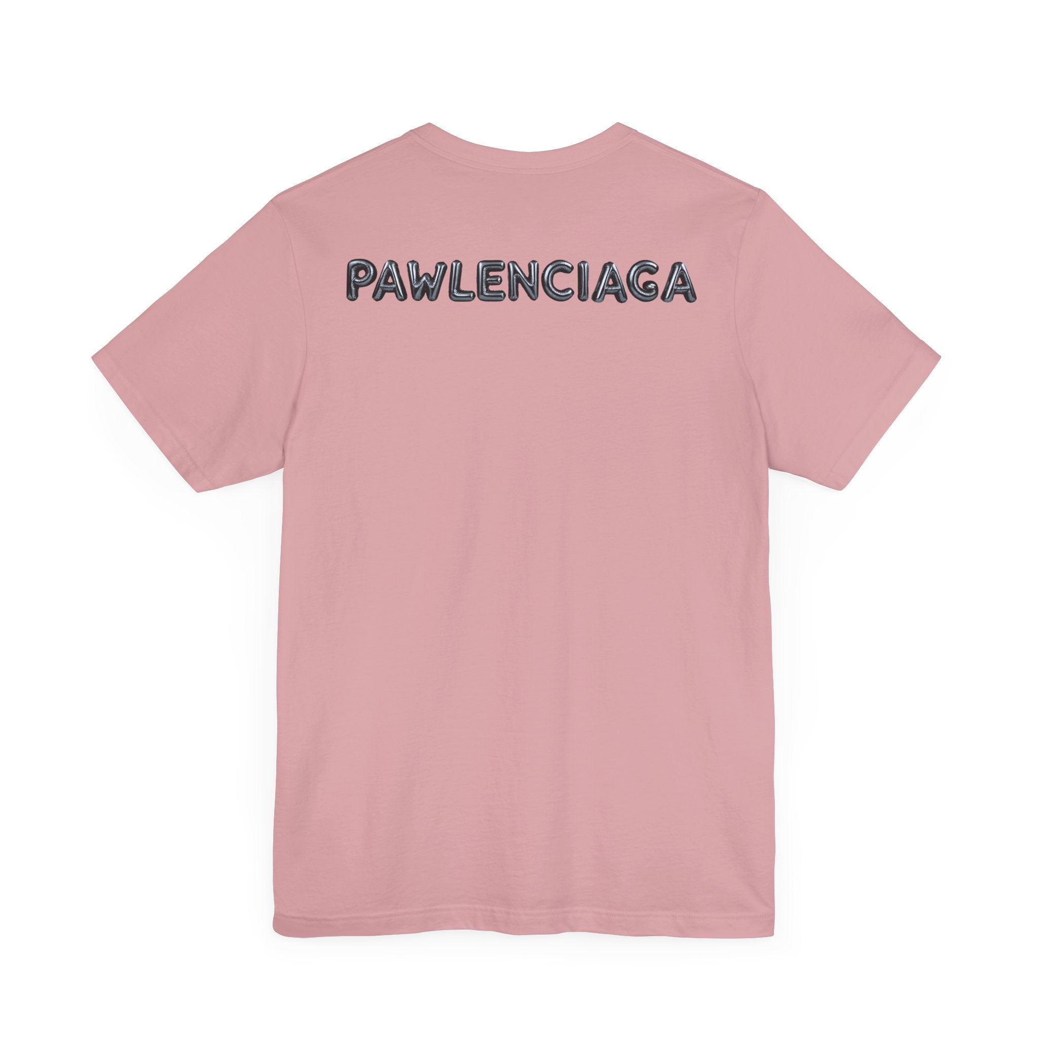 Orchid Pawlenciaga Cat Balloon Graphic T Shirt back view funny cat t shirts for guys