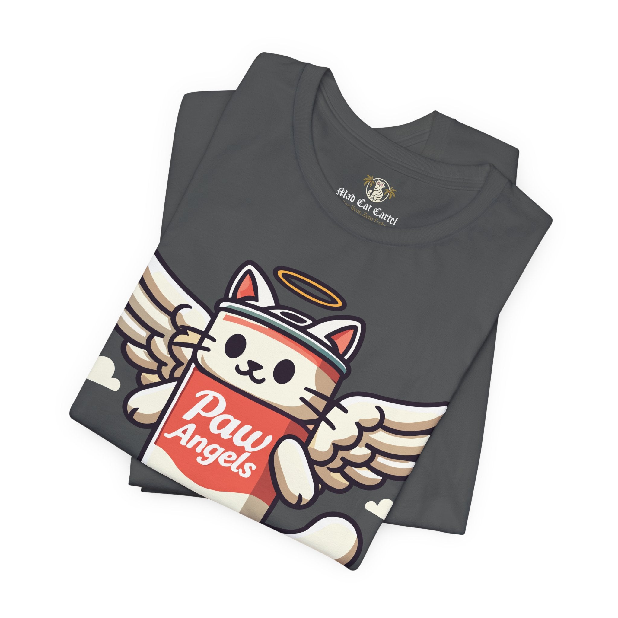 Folded Asphalt Paw Angels skate t shirts – funny cat lovers gifts
