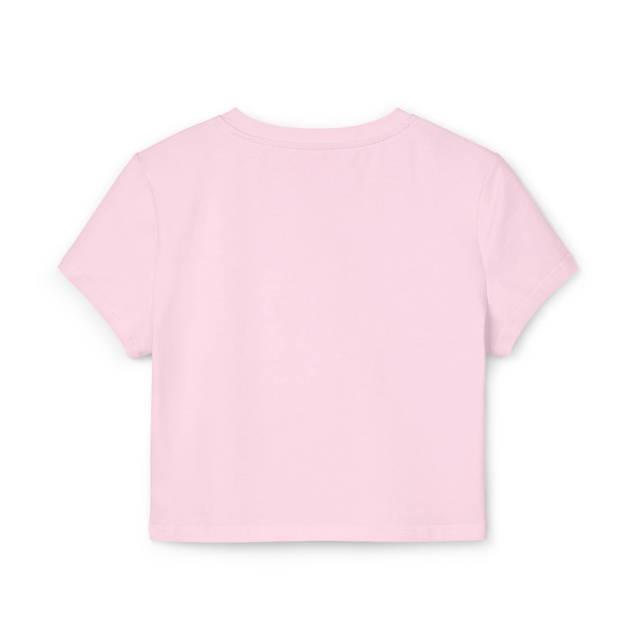 back view light pink baby tee, casual cat themed clothing