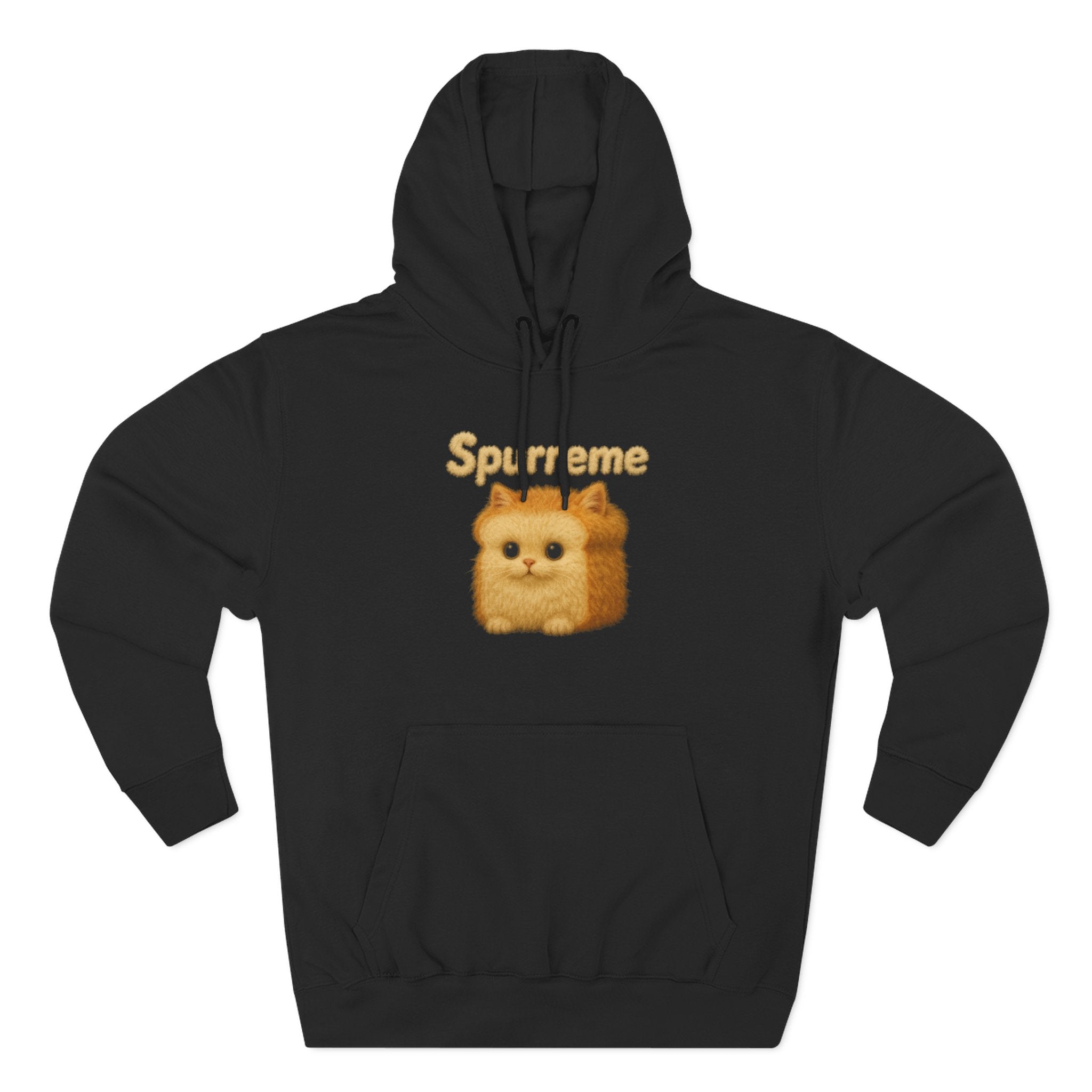 Spurreme Fluffy Loaf Kitty Graphic Cat Lovers Hoodie in Black color soft unisex cat themed hoodie for humans