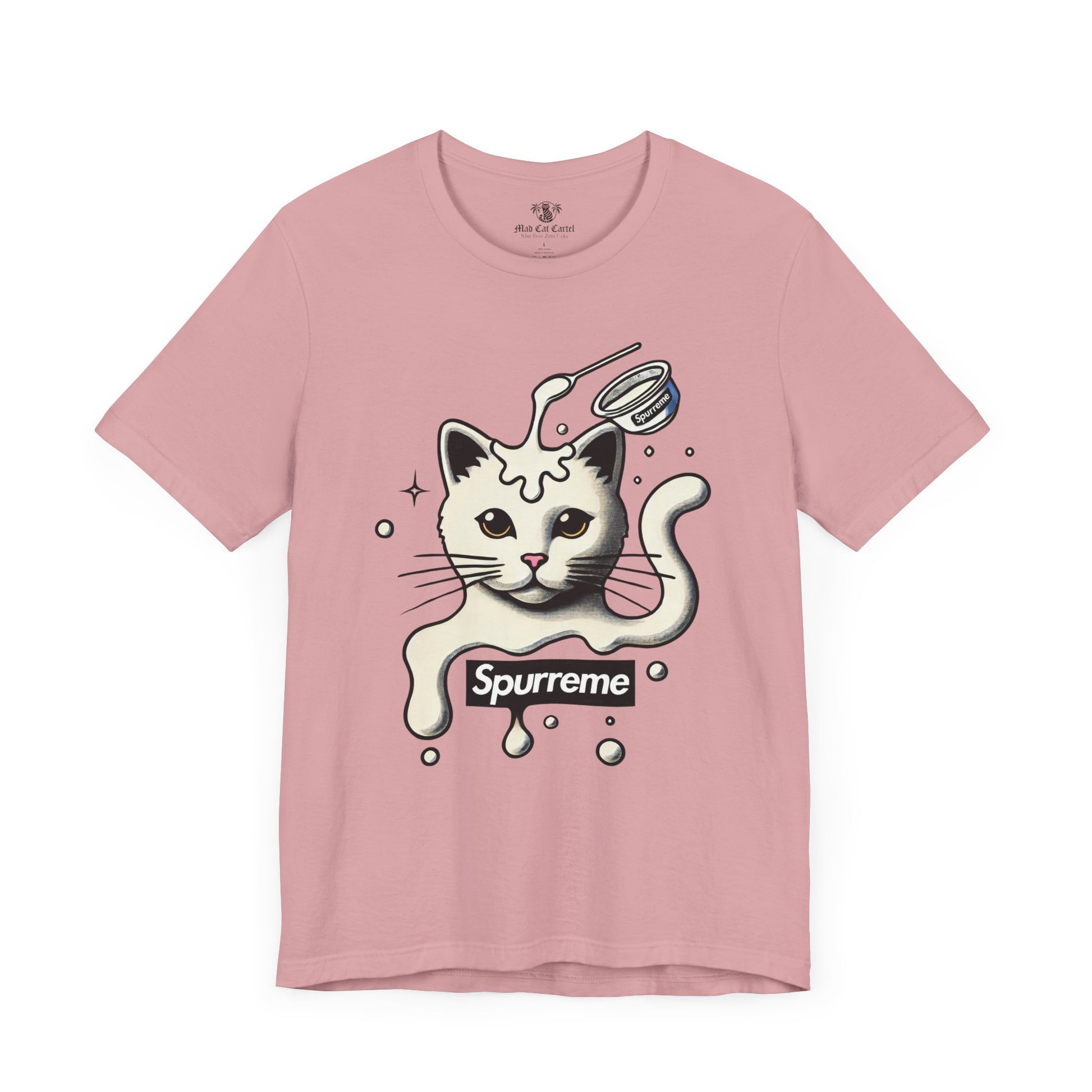 Orchid pink cat on a shirt – funny cat shirts for guys