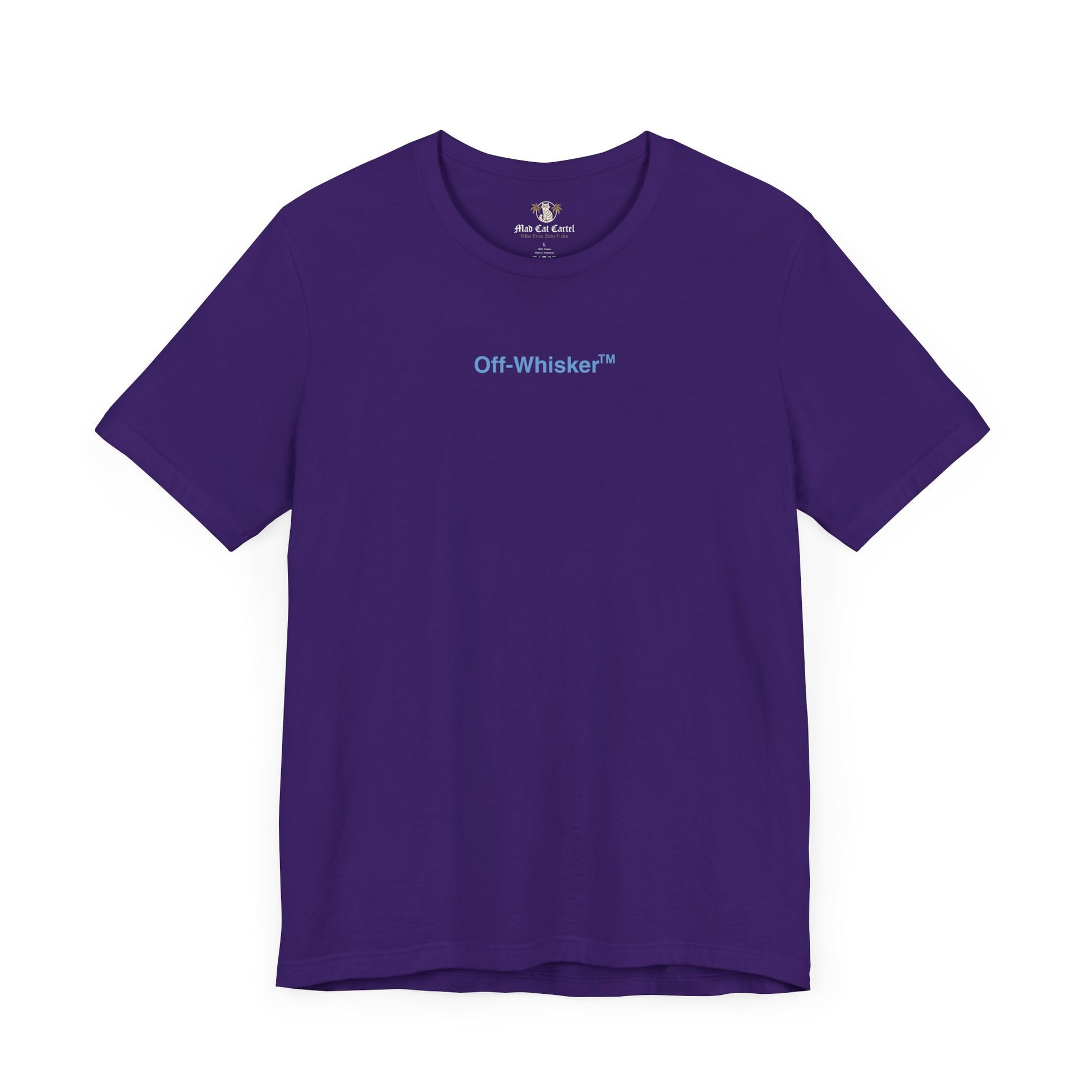 Team purple Signature Frame cat t-shirt – small chest logo