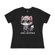Karl Lacatfeld Iconic Cat Women’s Black Graphic T Shirt front view