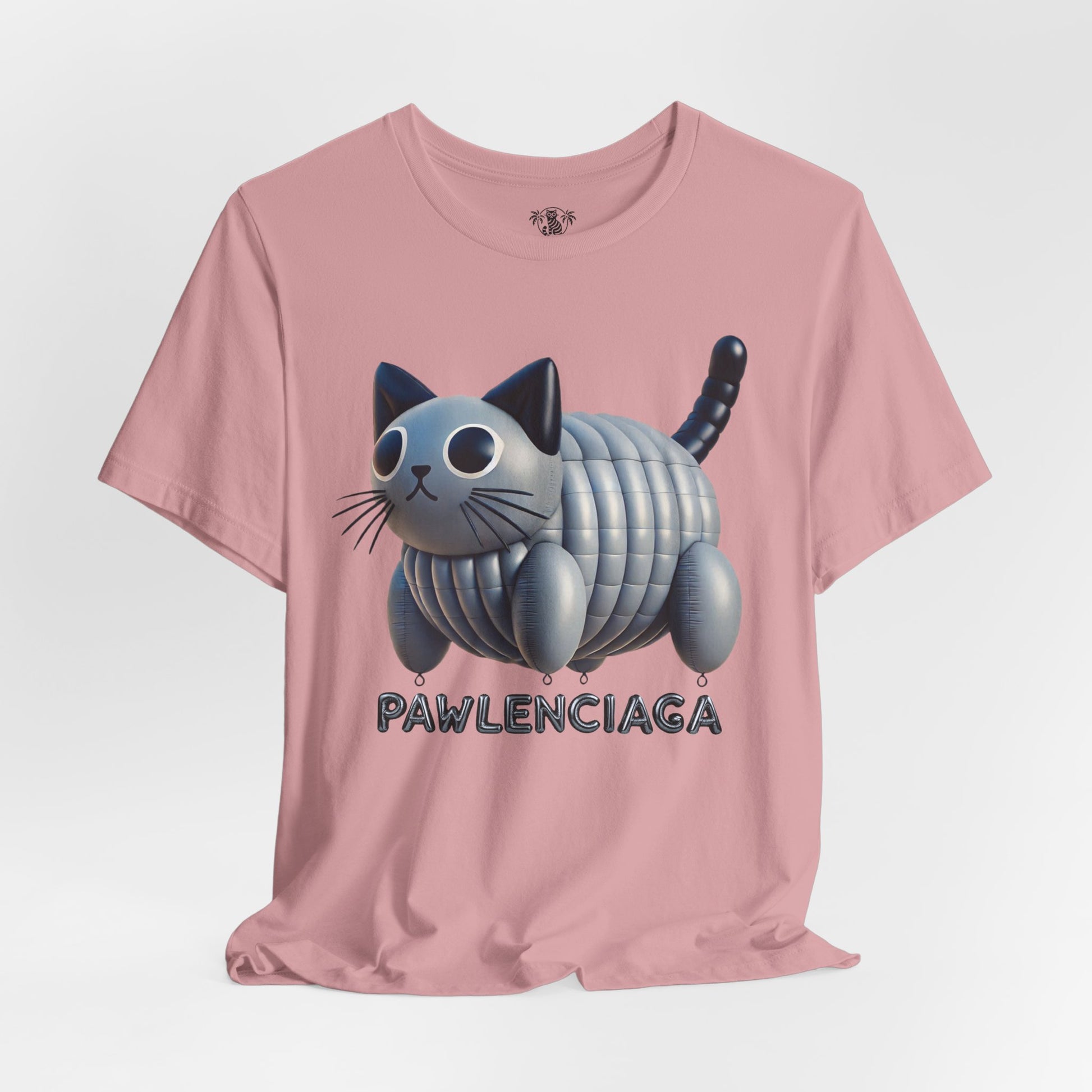Orchid Pawlenciaga Cat Balloon Graphic T Shirt wrinkled fit funny adult shirts