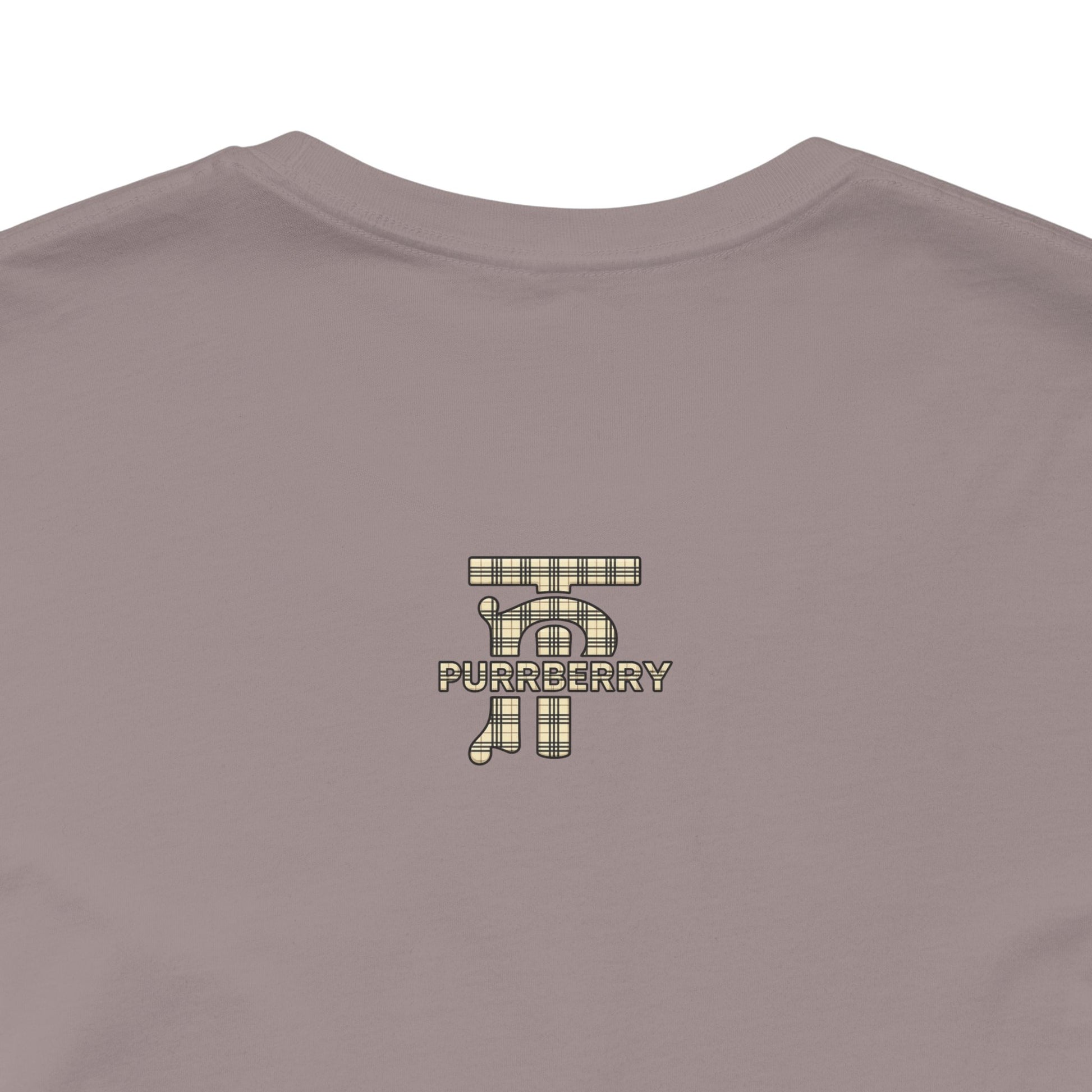 back logo close up purrberry london mini crest cat graphic t shirt pebble brown cat lover t shirts