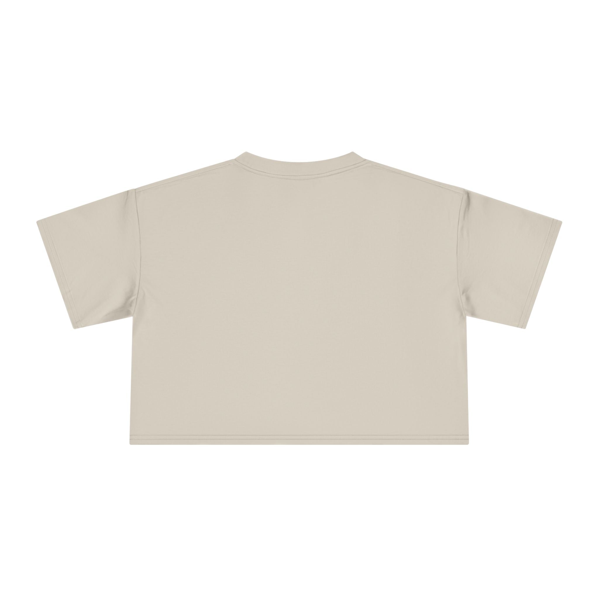 beige crop tee back view, casual women's crop top