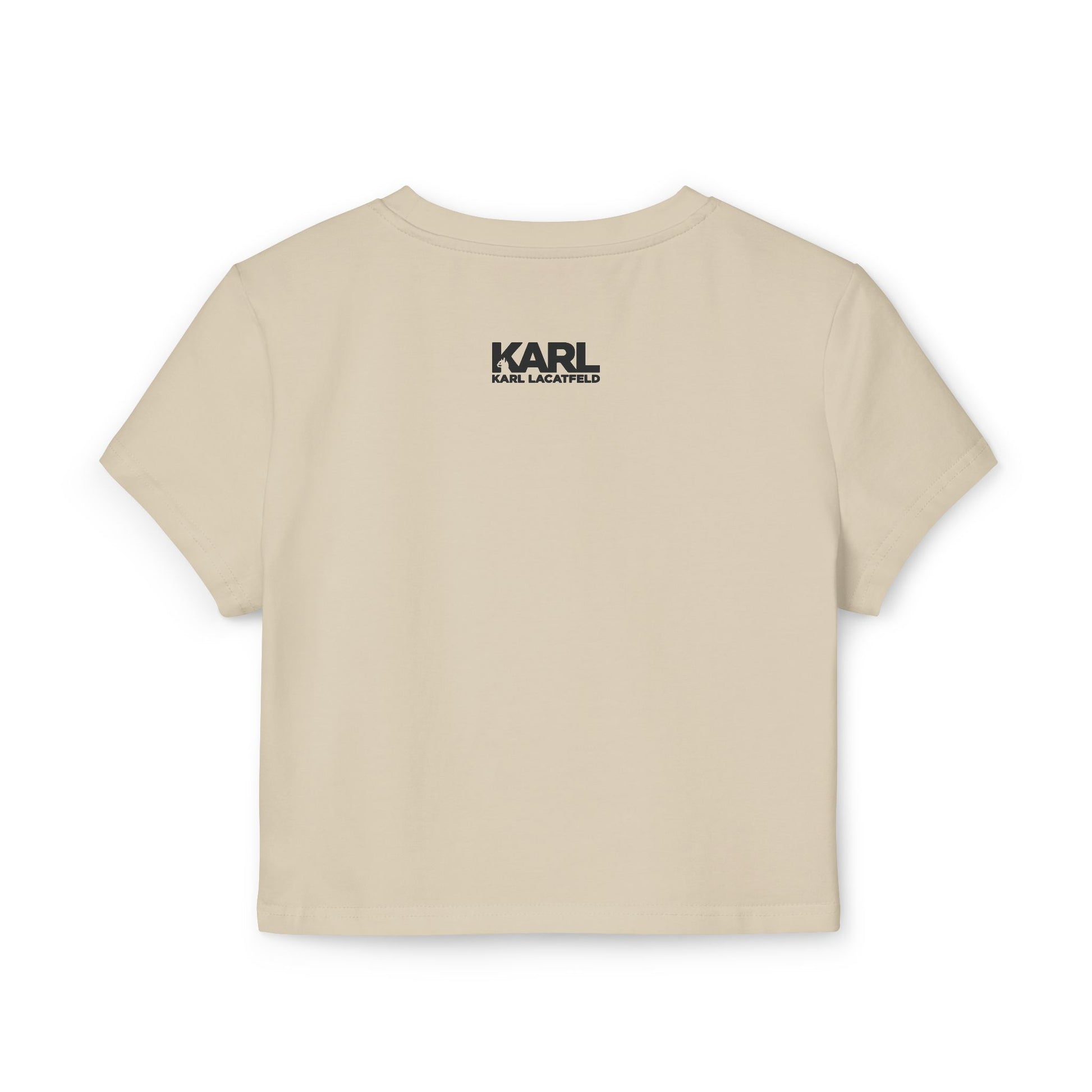 Back view beige color baby tee Karl Lacatfeld Executive Meow Icon women’s apparel
