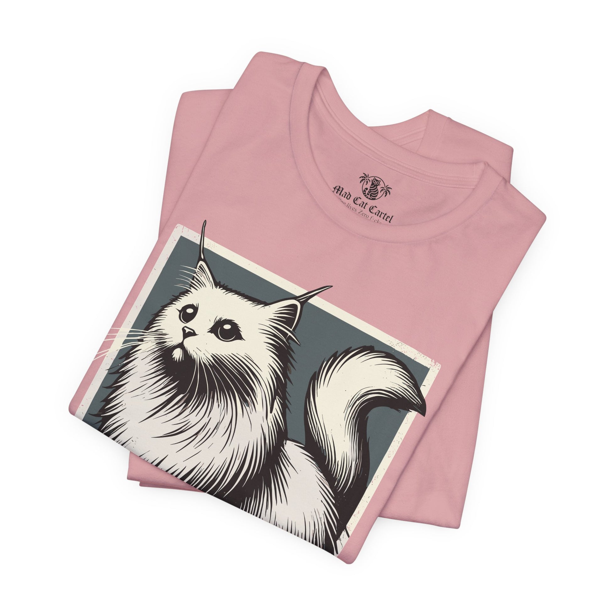 Folded orchid Purrada Exclusive Milano Cat Graphic T Shirt, cat lover shirt unisex
