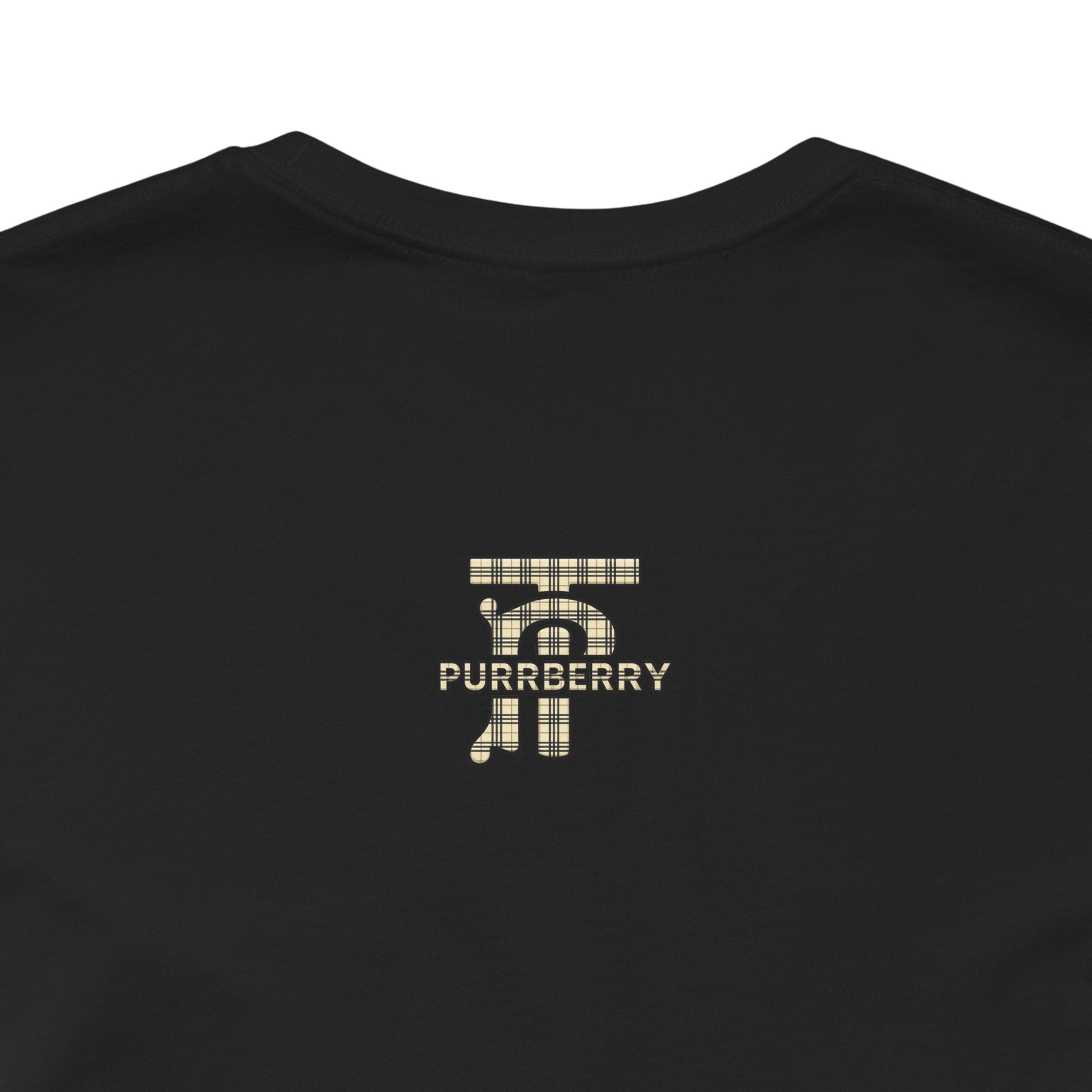 closeup purrberry london mini crest cat graphic t shirt black unisex cat themed clothes