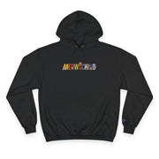 Meowschino x Champion Rainbow Logo Black Hoodie, cat hoodies for men
