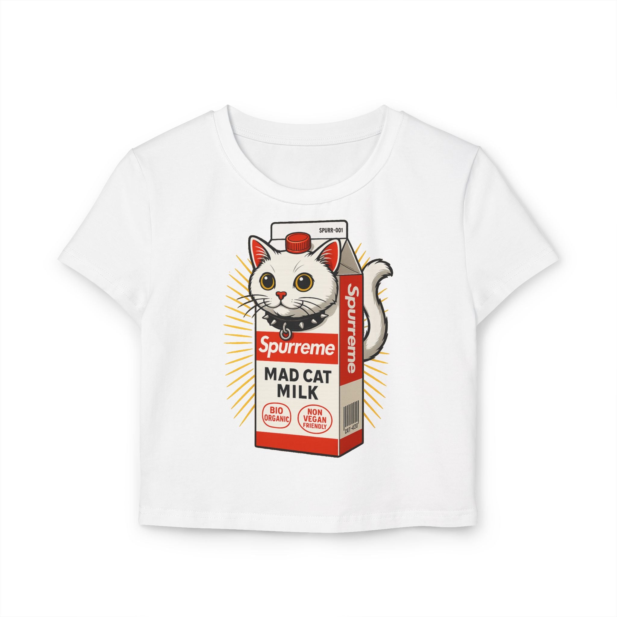 Spurreme Mad Cat Organic Milk Women's Funny Baby Tee, funny t shirts for women