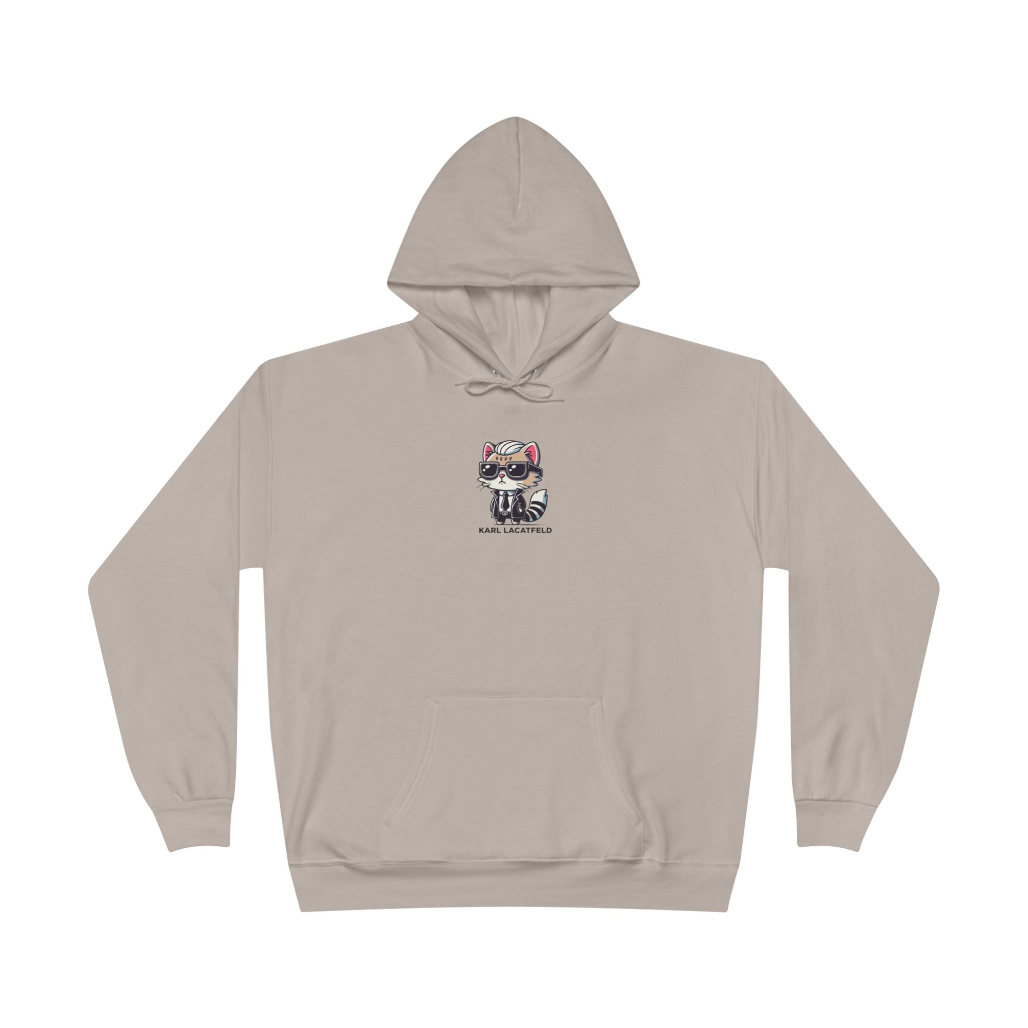 Karl Lacatfeld Chest Icon Cat Graphic Sand Beige Hoodie, unique gifts for cat lovers