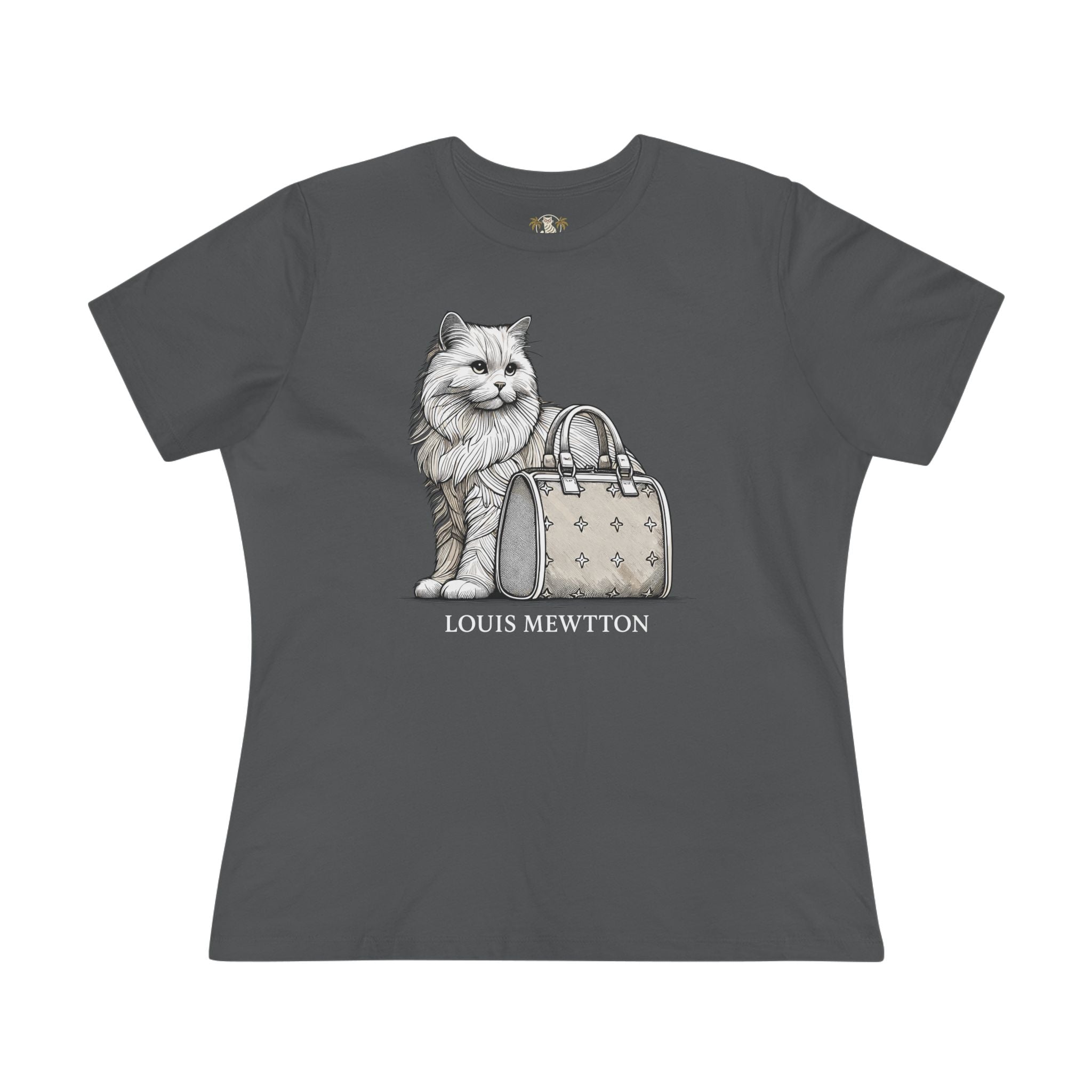 Louis Mewtton Persian Cat Graphic Women's gray T Shirt flat front unique gifts for cat lovers