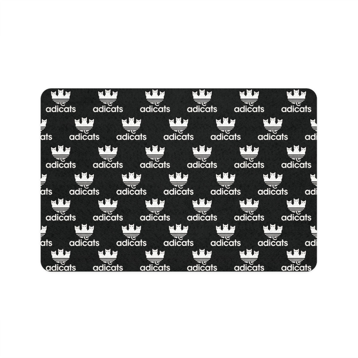 Adicats Repeat Logo Cat Feeding Mat in black, top view