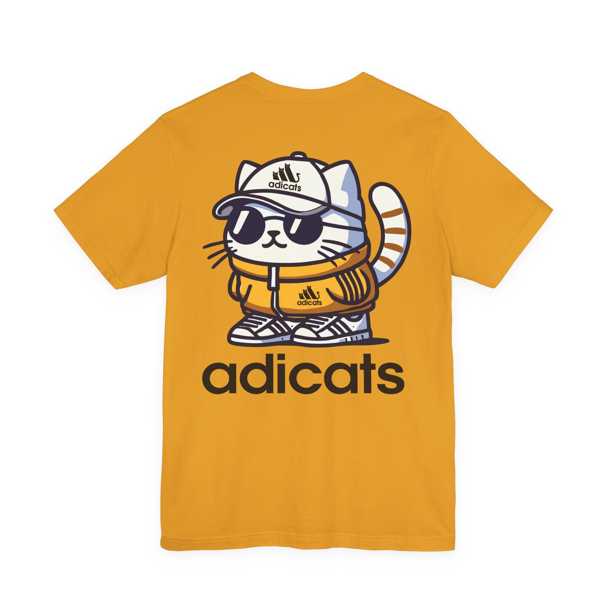 Adicats OG Tracksuit Funny T-Shirt in mustard, back view