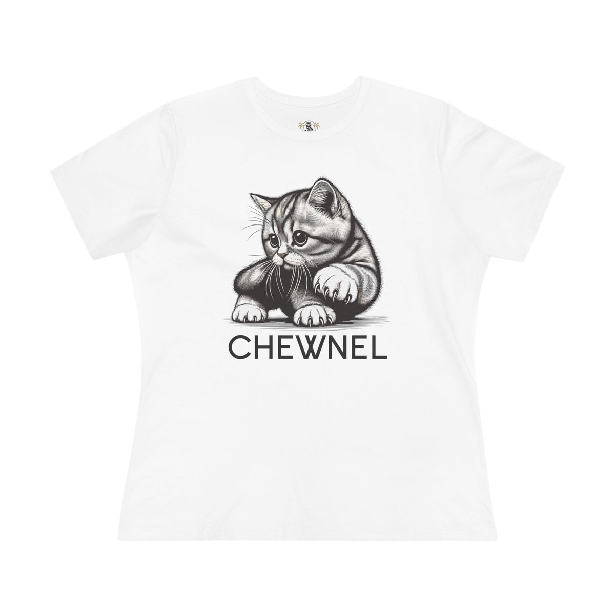 Chewnel Haute Cat-ture Graphic Women's T-Shirt in white, front view