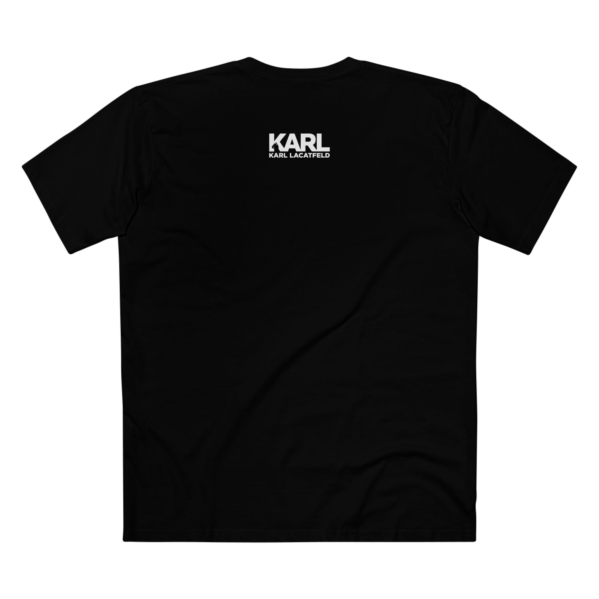 Karl LaCatfeld Noir Couture Graffiti Cat Graphic Black T-Shirt, back view