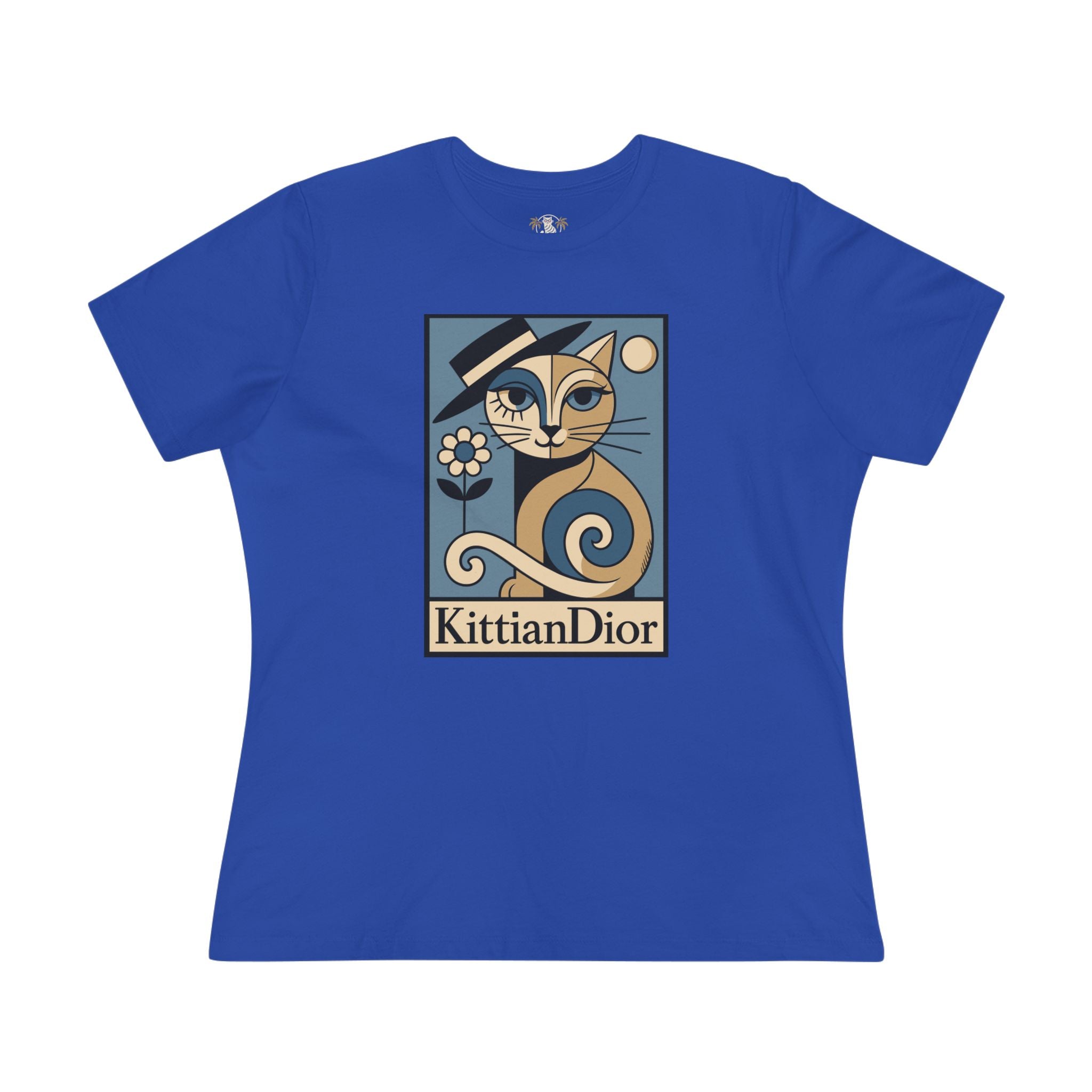 Kittian Dior La Parisienne Boxed Art Deco T-Shirt in true royal, front view
