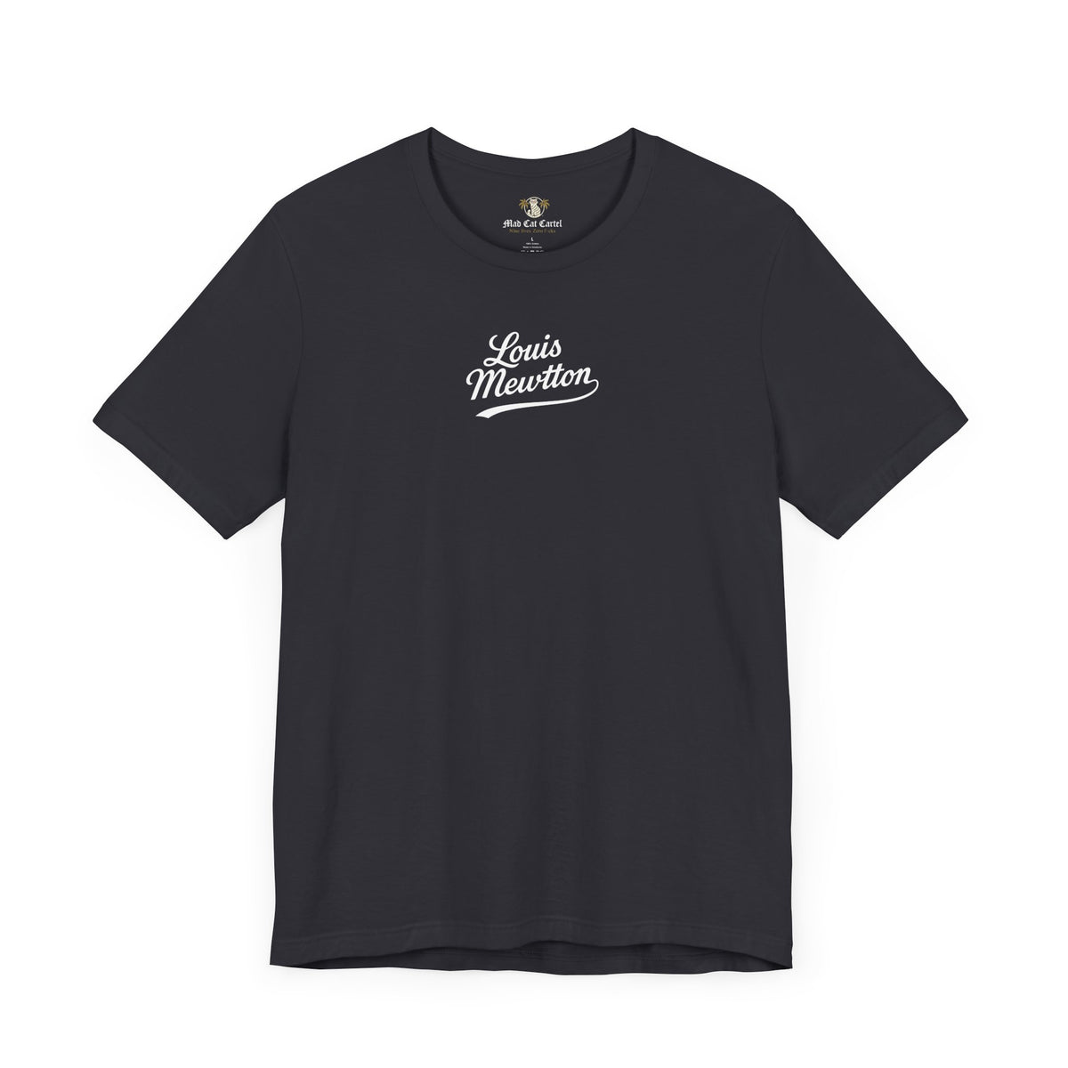 Louis Mewtton Chief Executive Cat Graphic T-Shirt in dark grey, front view