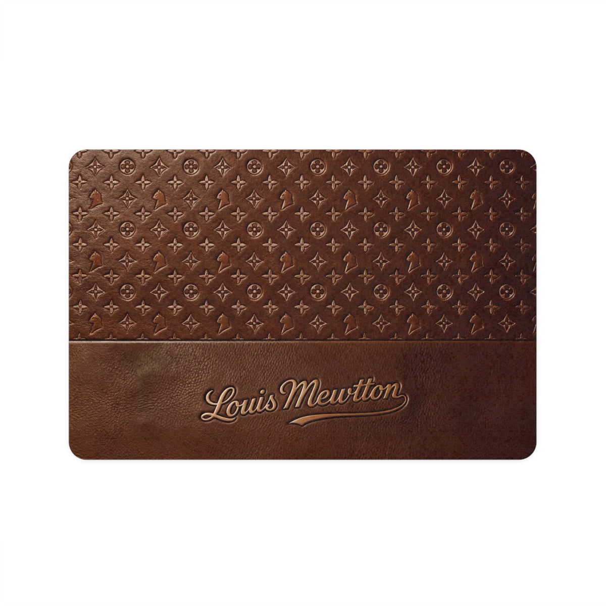 Louis Mewtton Luxury Monogram Designer Cat Feeding Mat, top view