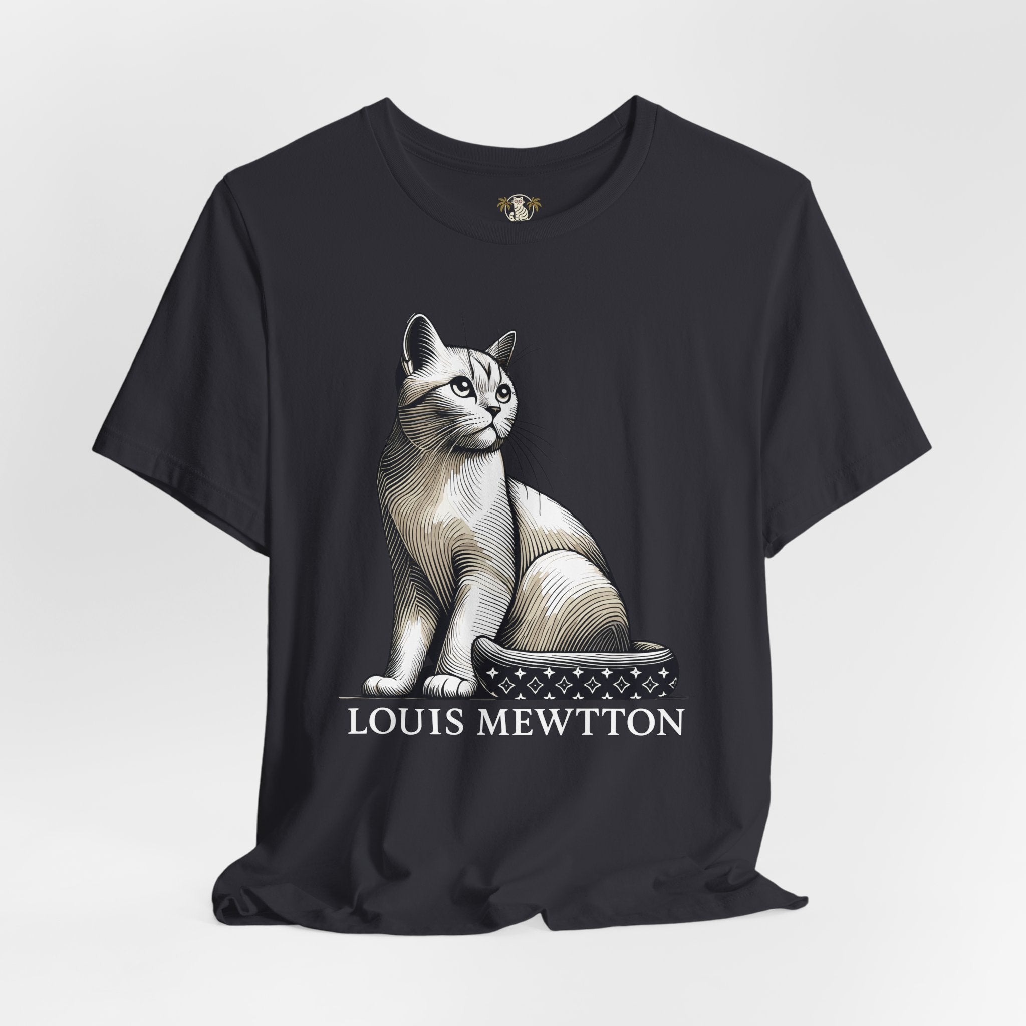 Louis Mewtton Heritage Emblem Graphic T-Shirt in dark grey, flat lay