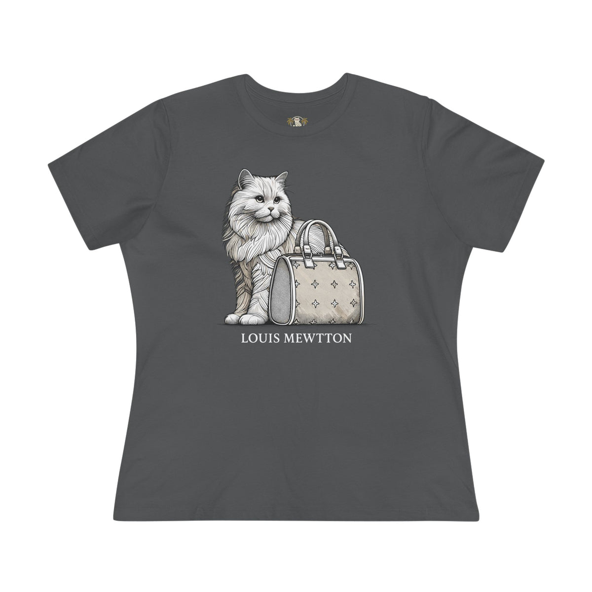 Louis Mewtton Persian Cat Graphic Women's T-Shirt in asphalt, front view
