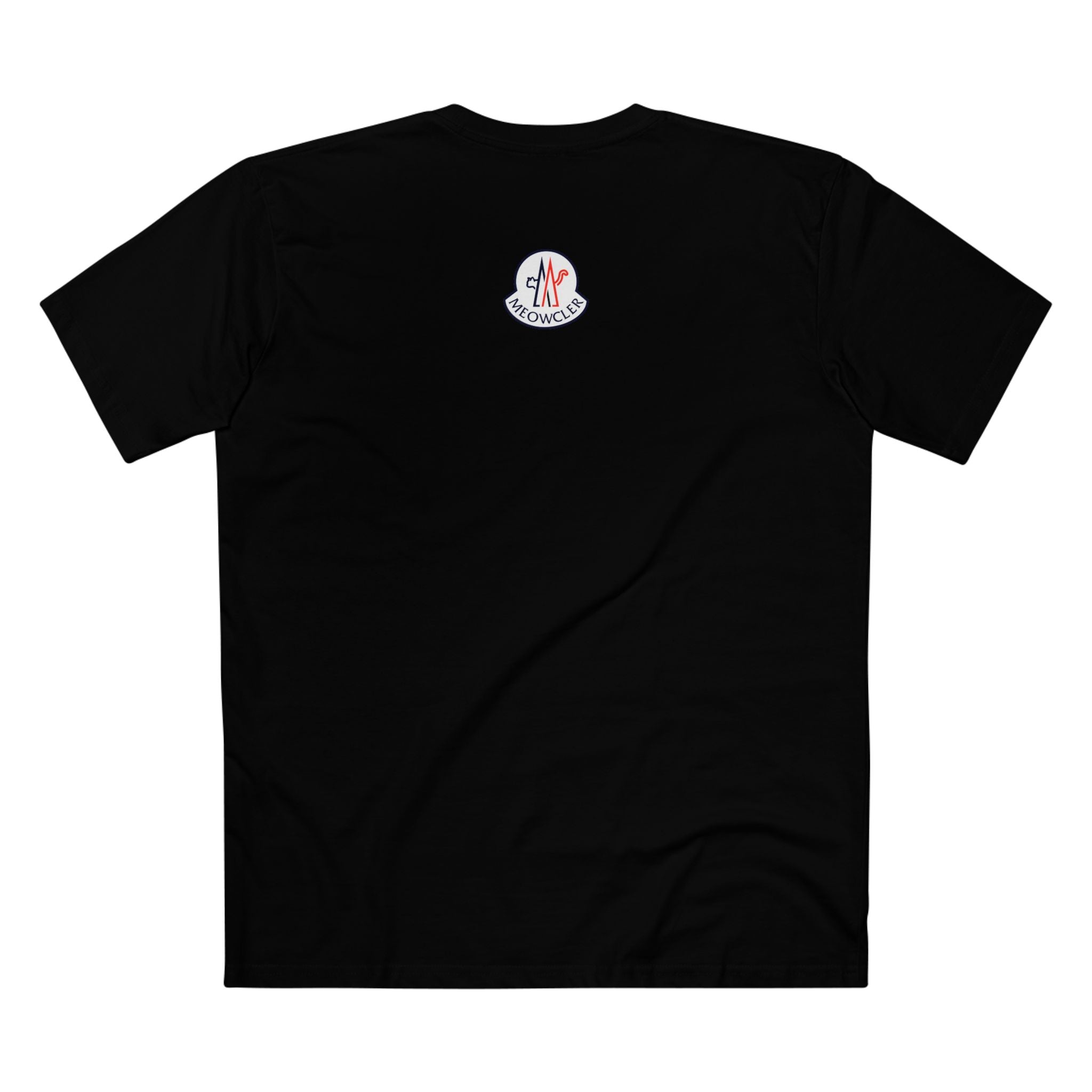 Meowcler Alpine Explorer Cat Graphic Black T-Shirt, back view