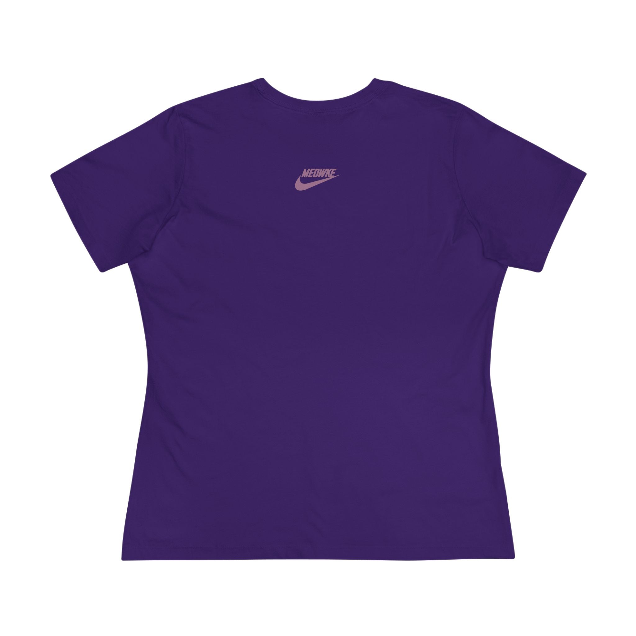 Meowke Cat Runner Graphic Women's T-Shirt in team purple, back view