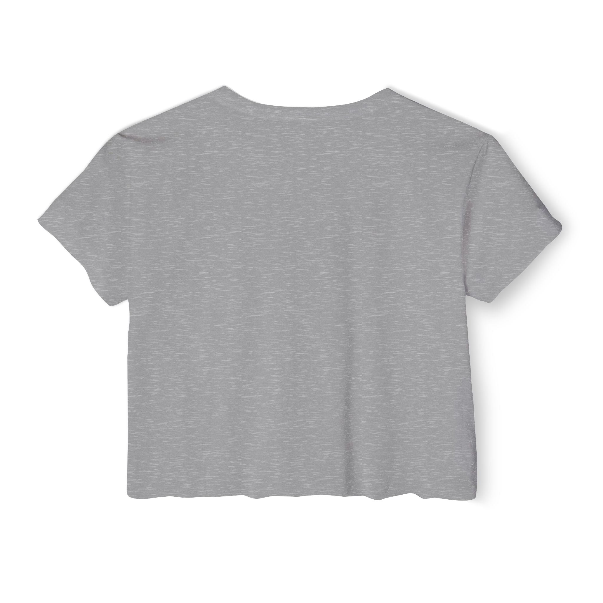 Meowschino Sketch Teddy Cat Women's Festival Crop Top in heather grey, back view