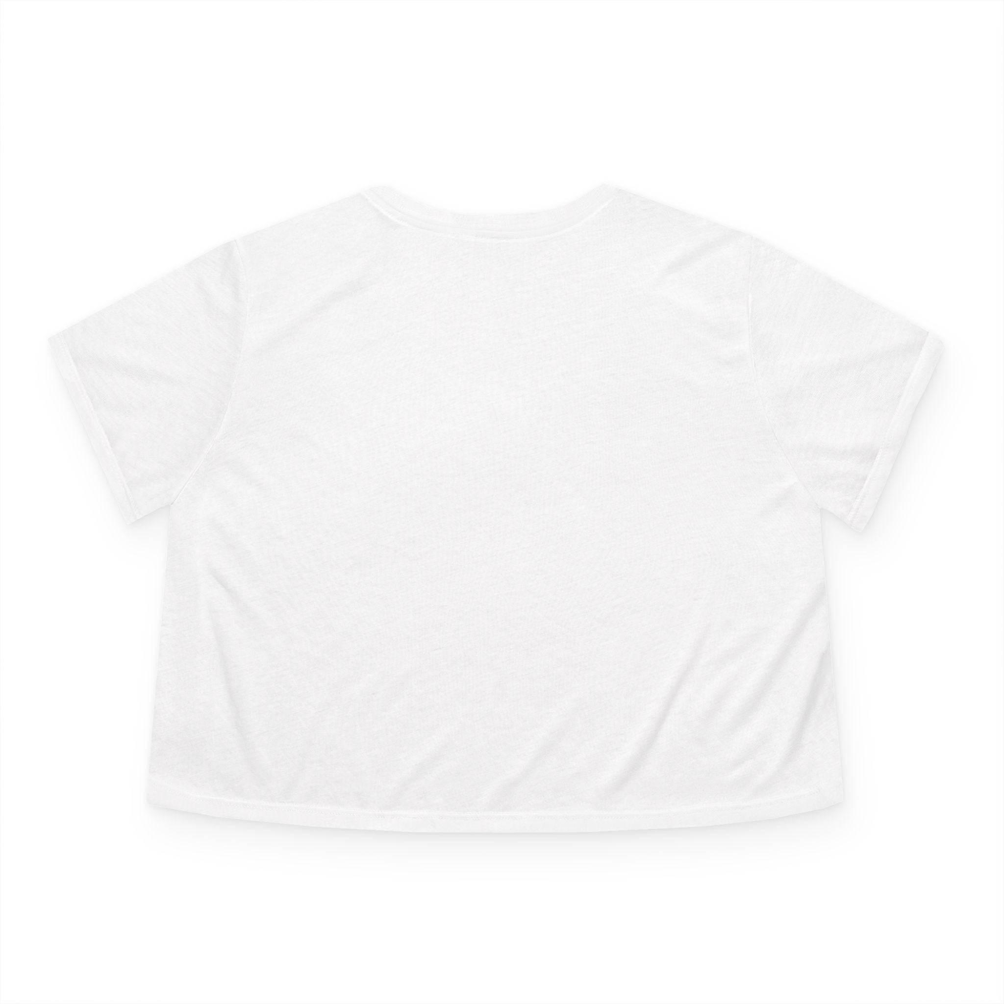 Mewcci Sunset Drip Cat Graphic Women's Cropped T-Shirt in white, back view