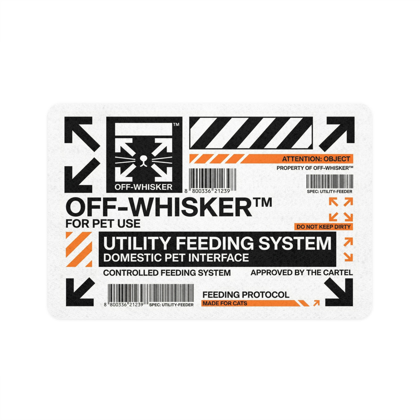Off Whisker Utility Feeding System designer cat food mat white pet feeding mat by Mad Cat Cartel