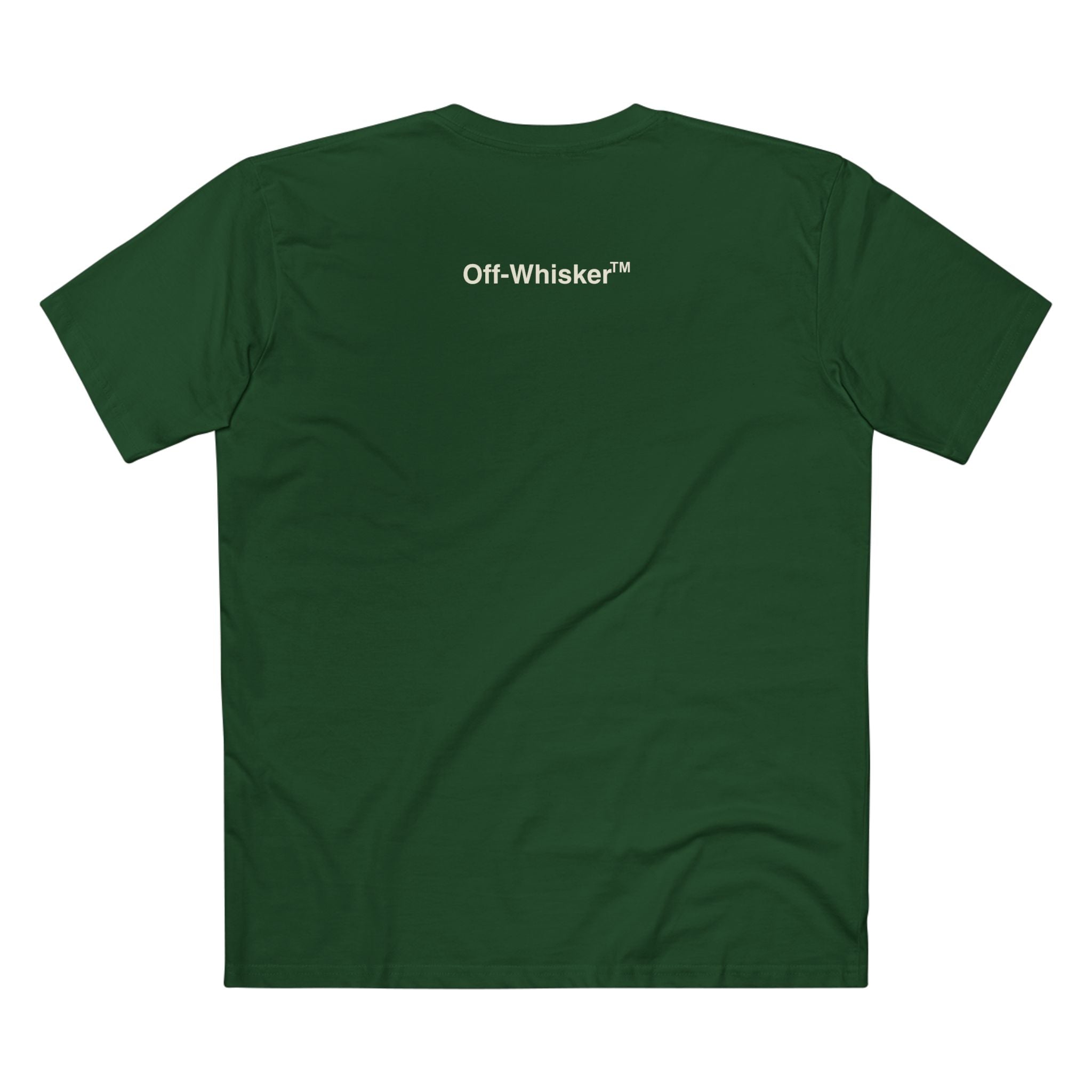 Off-Whisker Split Face Cat Graphic T-Shirt in forest green, back view