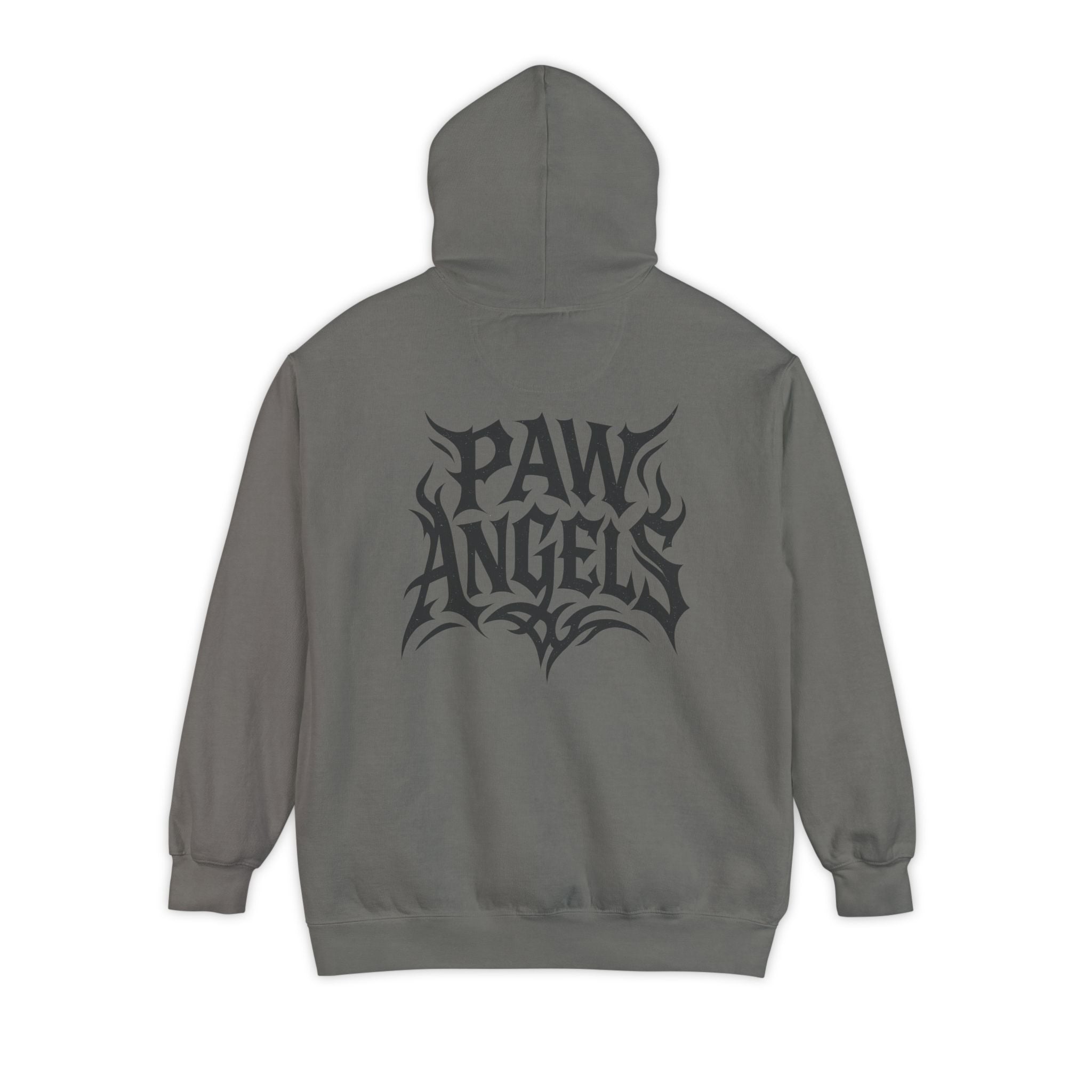 Paw Angels Hellcat Graphic Hoodie in grey, back view