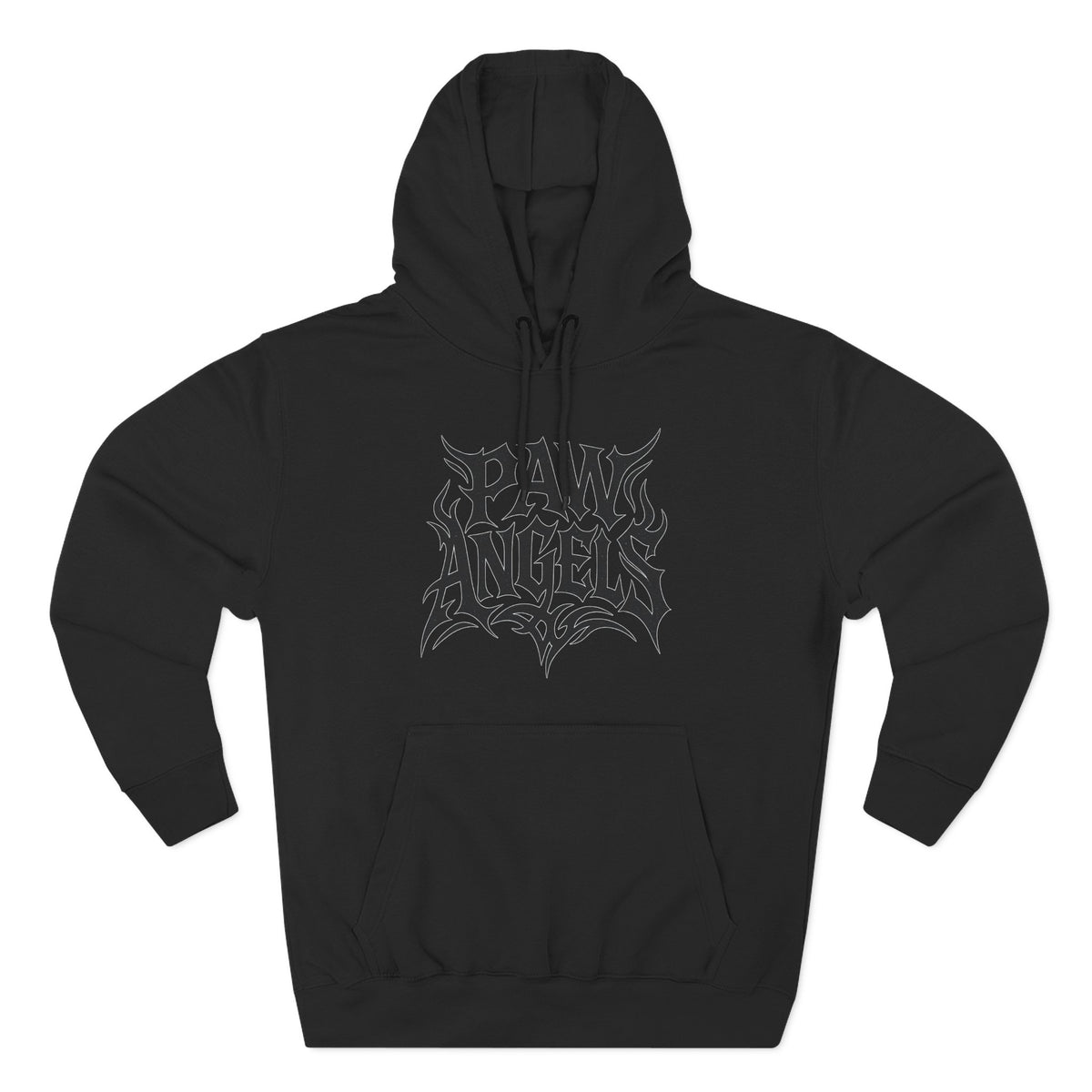 Paw Angels Tribal Logo Graphic Hoodie in black, front view