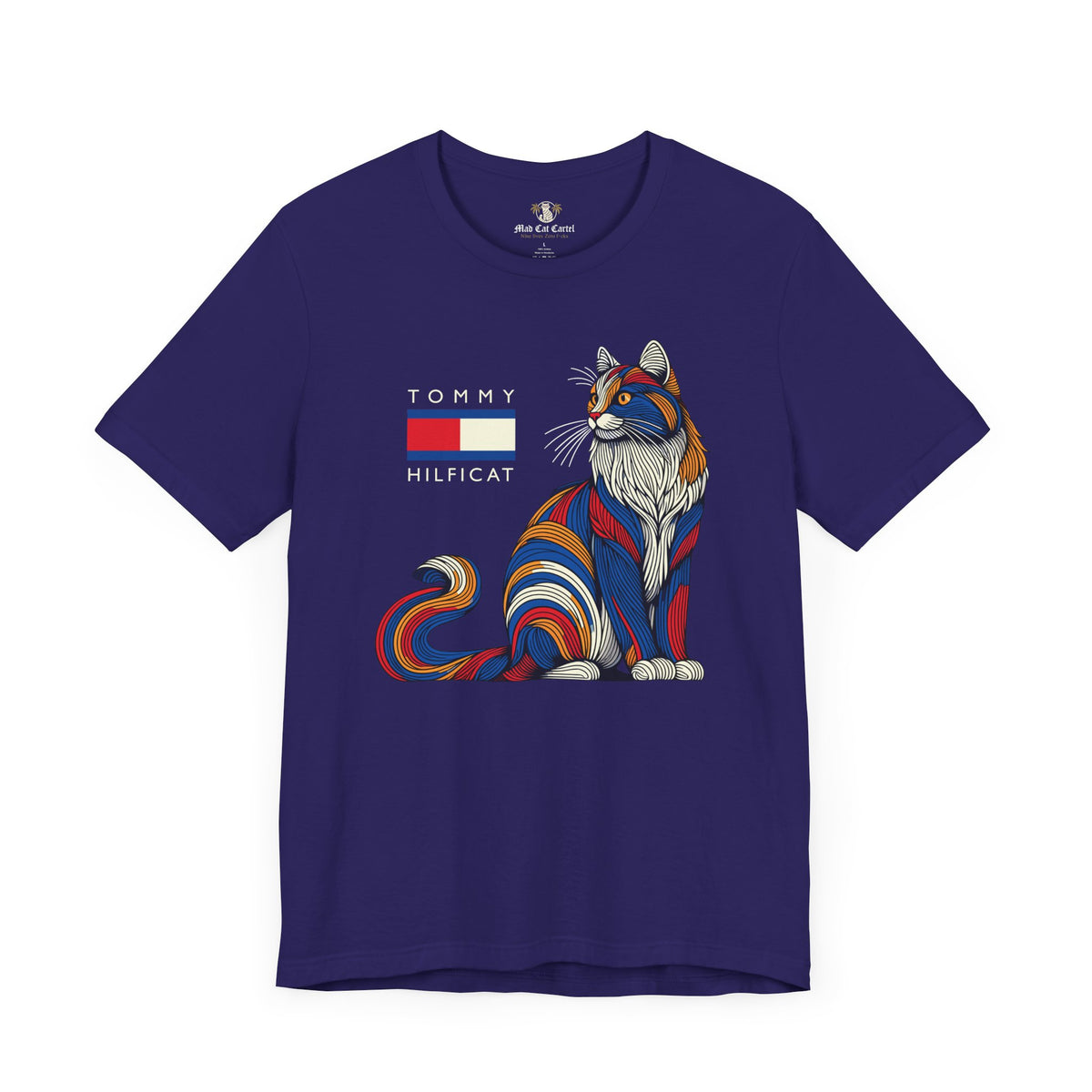Tommy Hilficat Colorwave Cat Graphic T-Shirt in team navy, flat lay