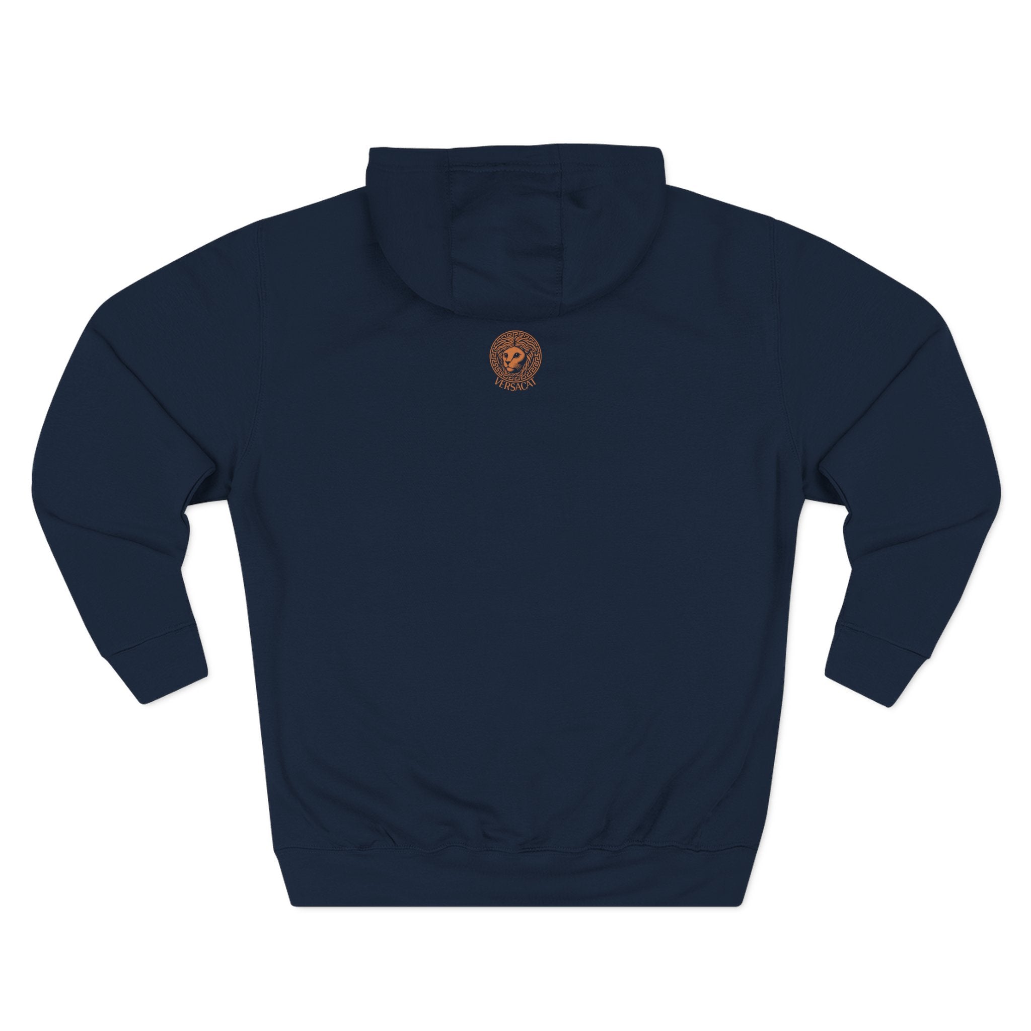 Versacat Baroque Bloom Graphic Hoodie in navy, front view