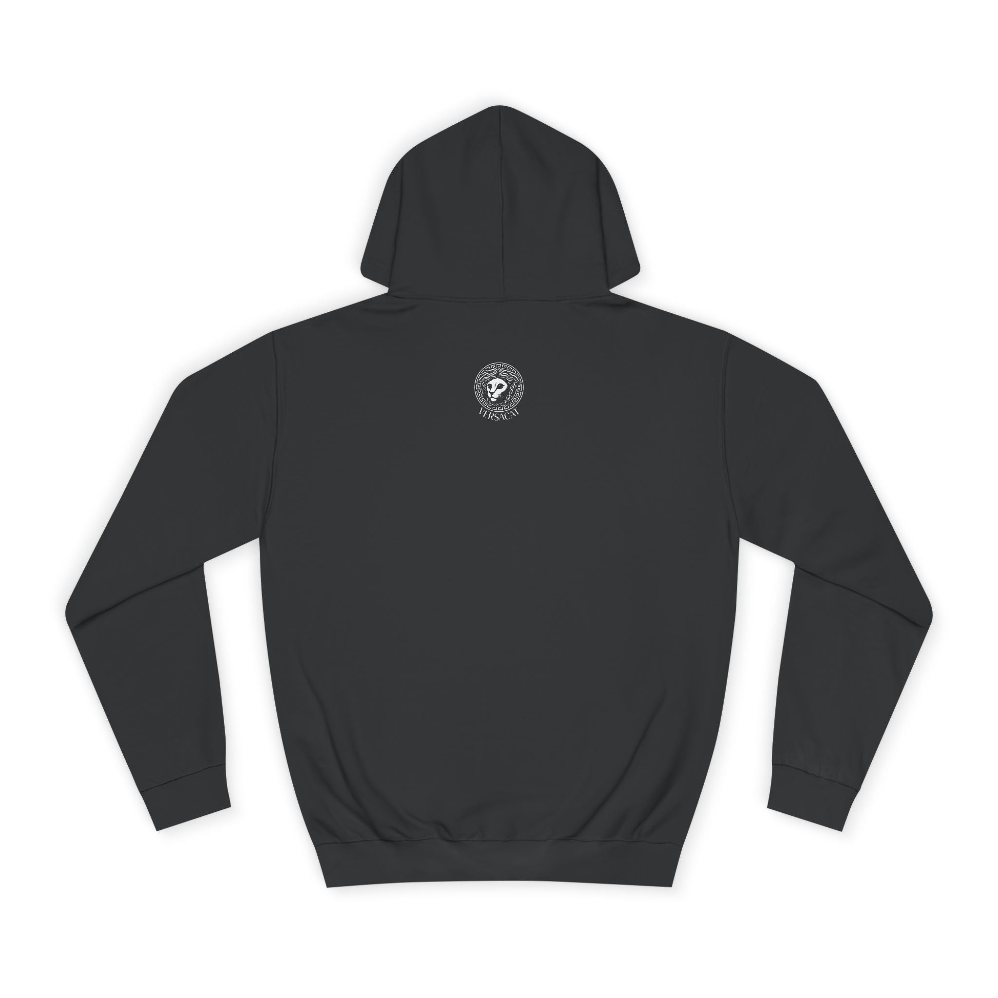 Versacat Chest Logo Cat Graphic Hoodie in jet black, front view