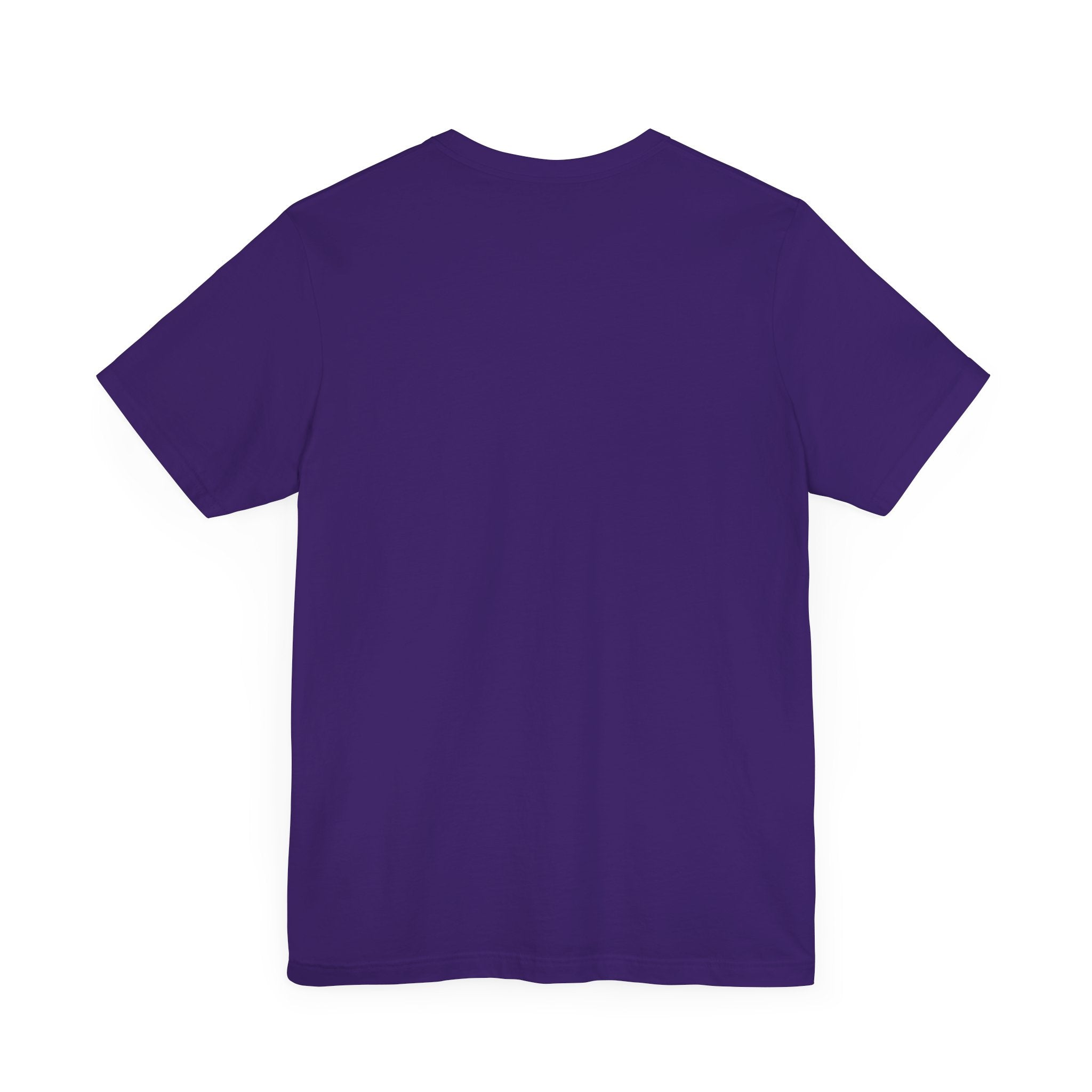 Versacat Medusa Cat Emblem Graphic T-Shirt in team purple, back view