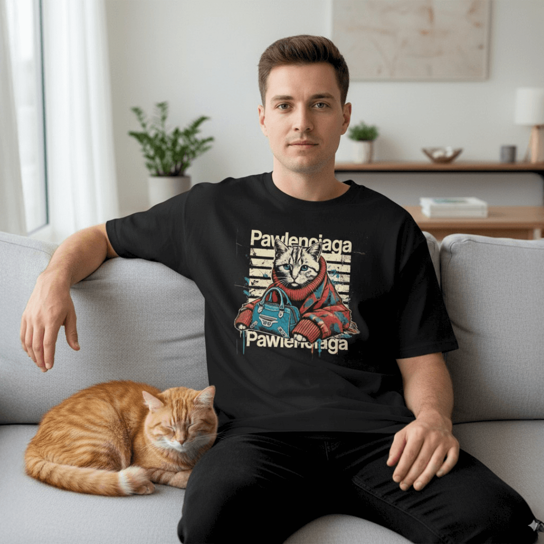 funny graphic oversized cat shirts for men