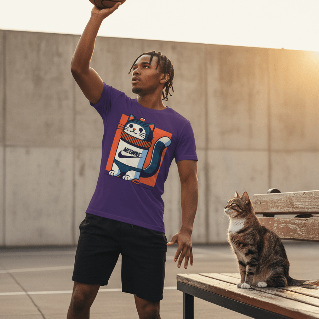 Purple Meowke parody Funny T Shirts for Men