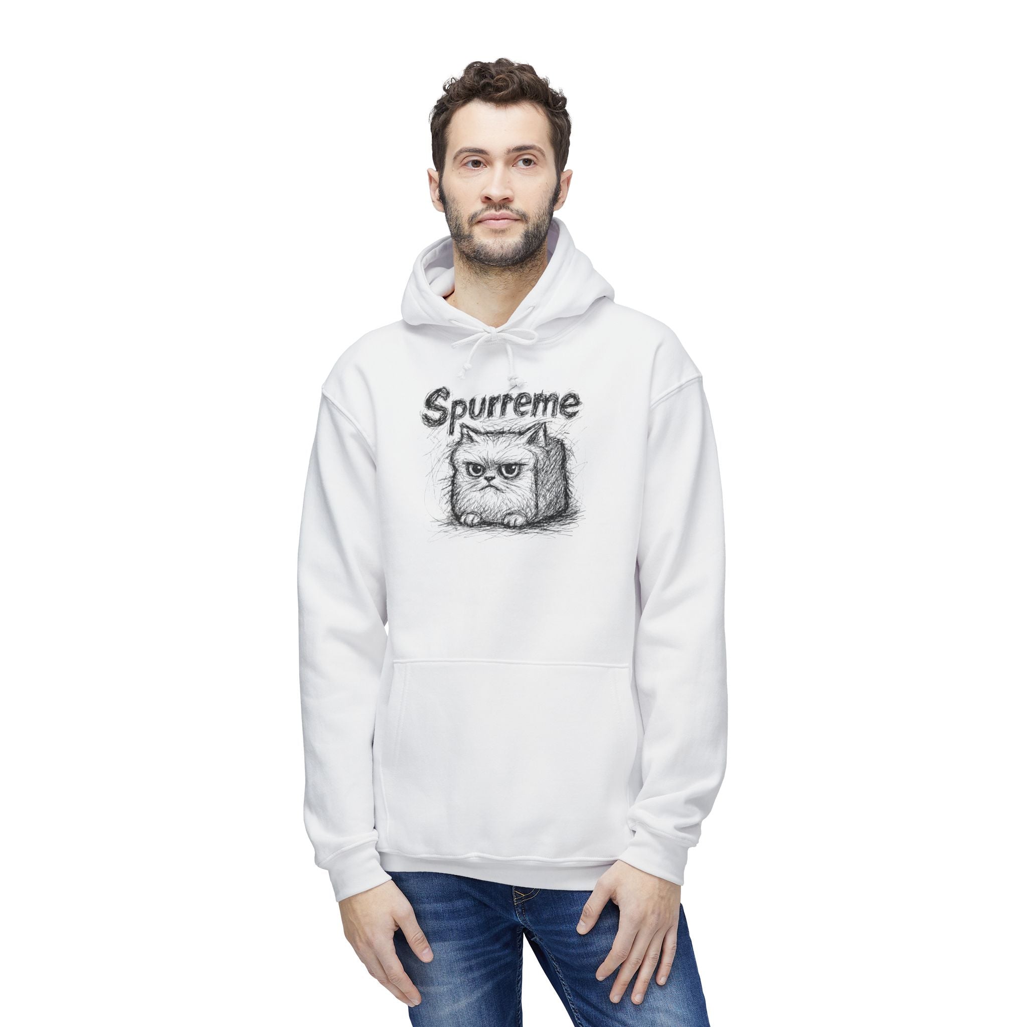 Spurreme Angry Fluffy Loaf Kitty Sketch Graphic Hoodie