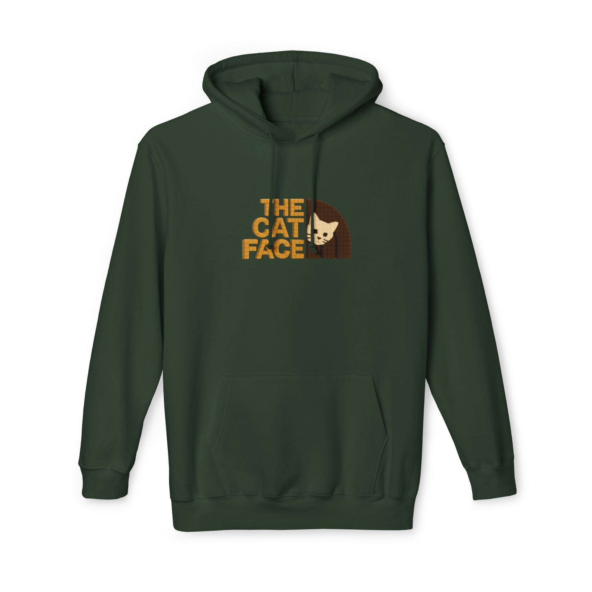 The Cat Face 3D Wool Block Chest Logo & Back Cat Graphic Hoodie