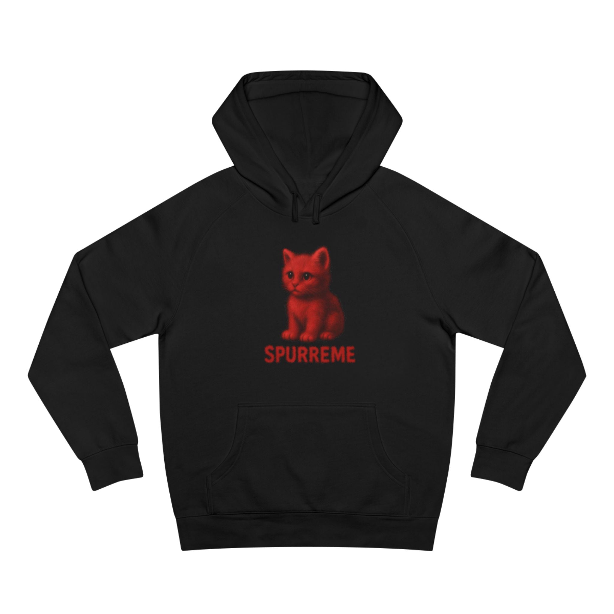 Spurreme Red Aura Cat Graphic Black Hoodie