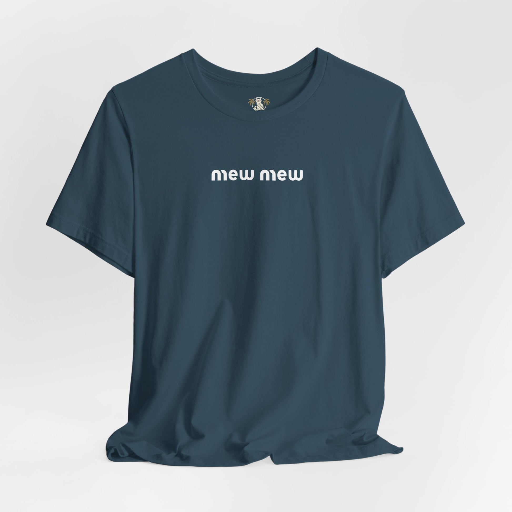 Deep Teal Mew Mew Retro Gentlecat Graphic T-Shirt flat lay – cat t shirts for guys