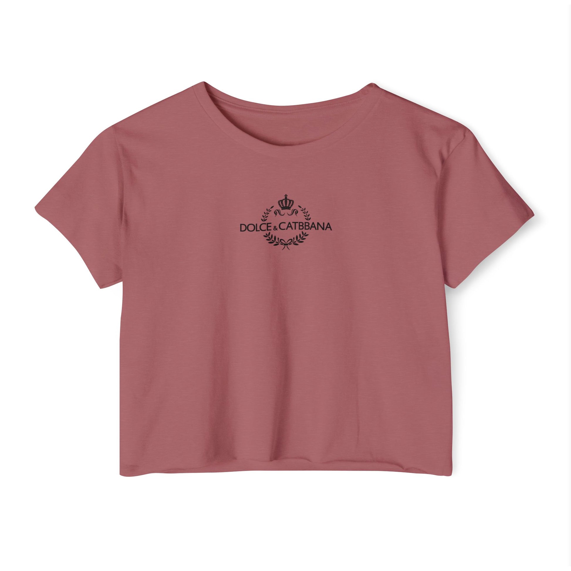 Red Dolce & Catbbana chest logo crop top cat clothes for humans